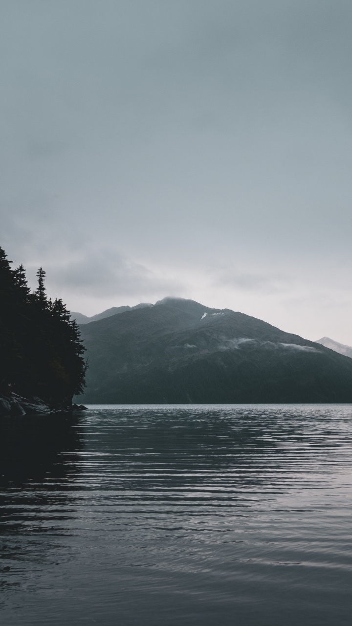 Sound, Mountain, Wilderness, Inlet, Fog. Wallpaper in 720x1280 Resolution