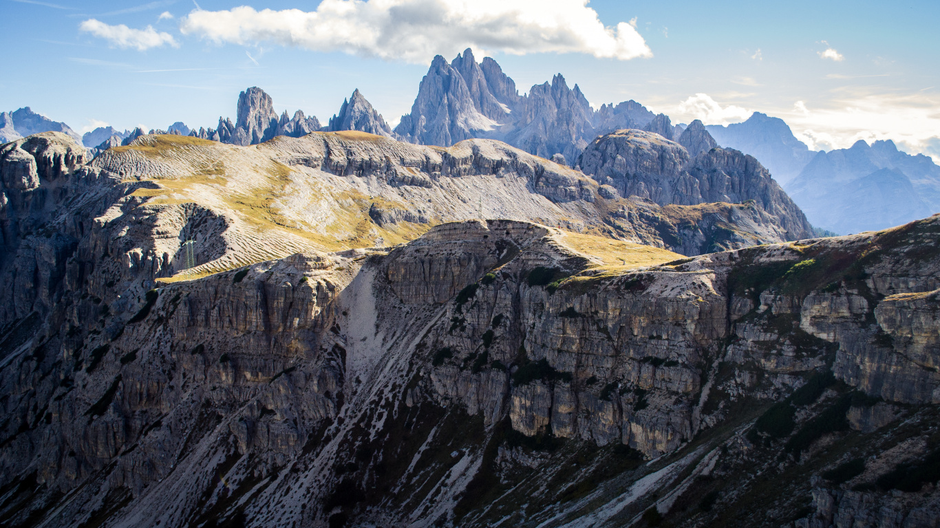 Parco Naturale Tre Cime, Mountain, Cloud, Natural Landscape, World. Wallpaper in 1366x768 Resolution