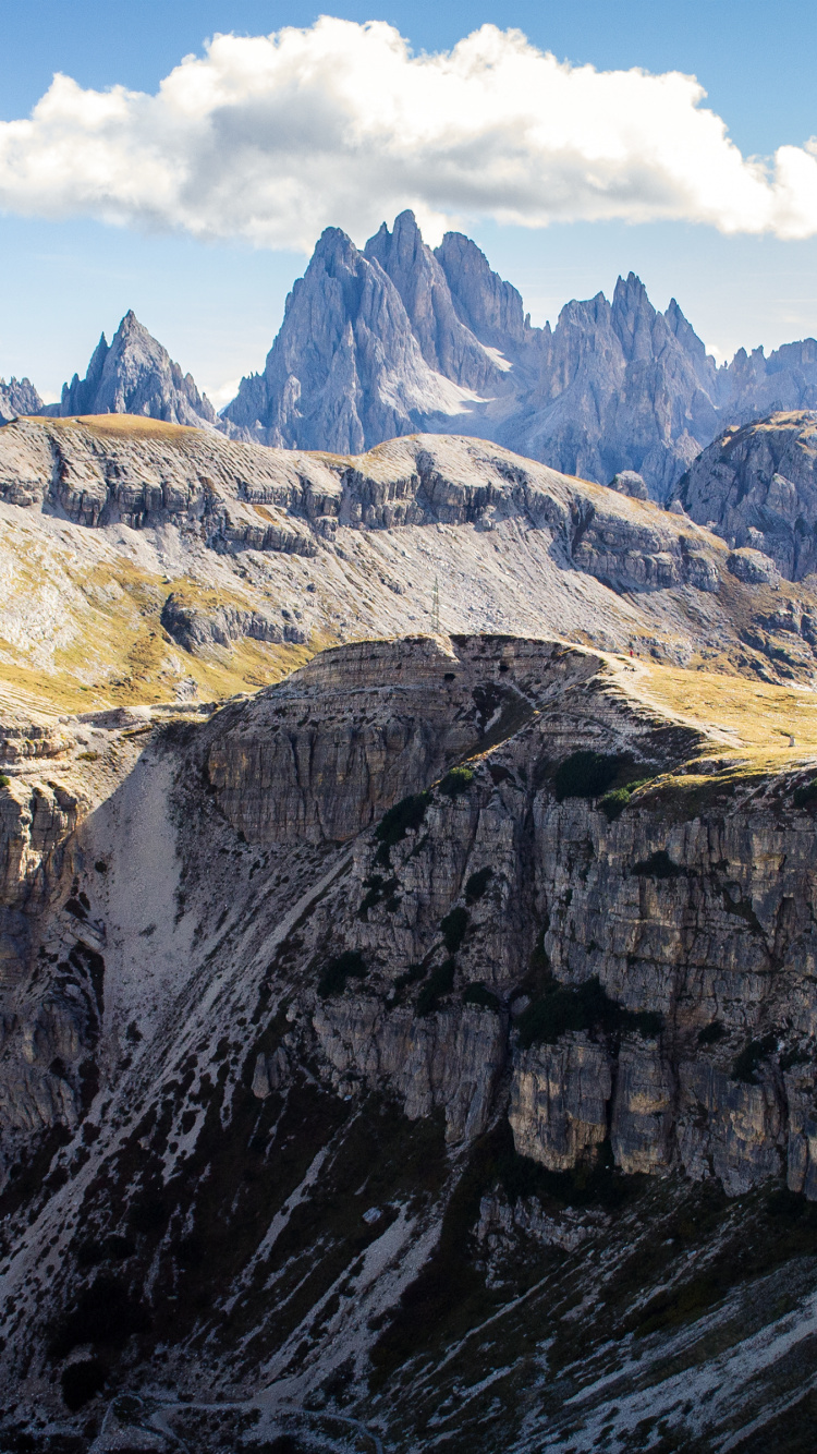 Parco Naturale Tre Cime, Mountain, Cloud, Natural Landscape, World. Wallpaper in 750x1334 Resolution