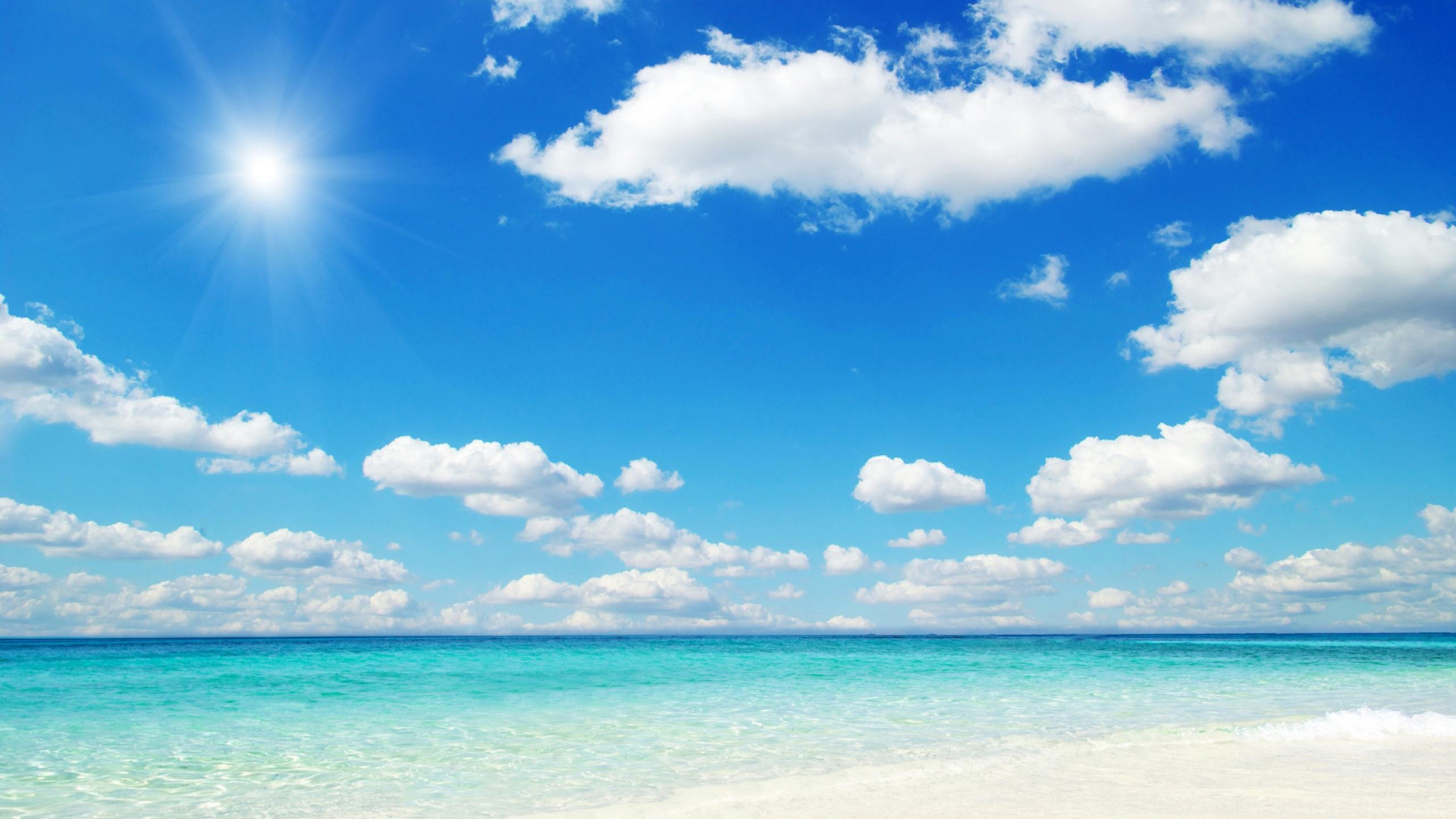 Blue Sky and White Clouds Over The Sea. Wallpaper in 1920x1080 Resolution