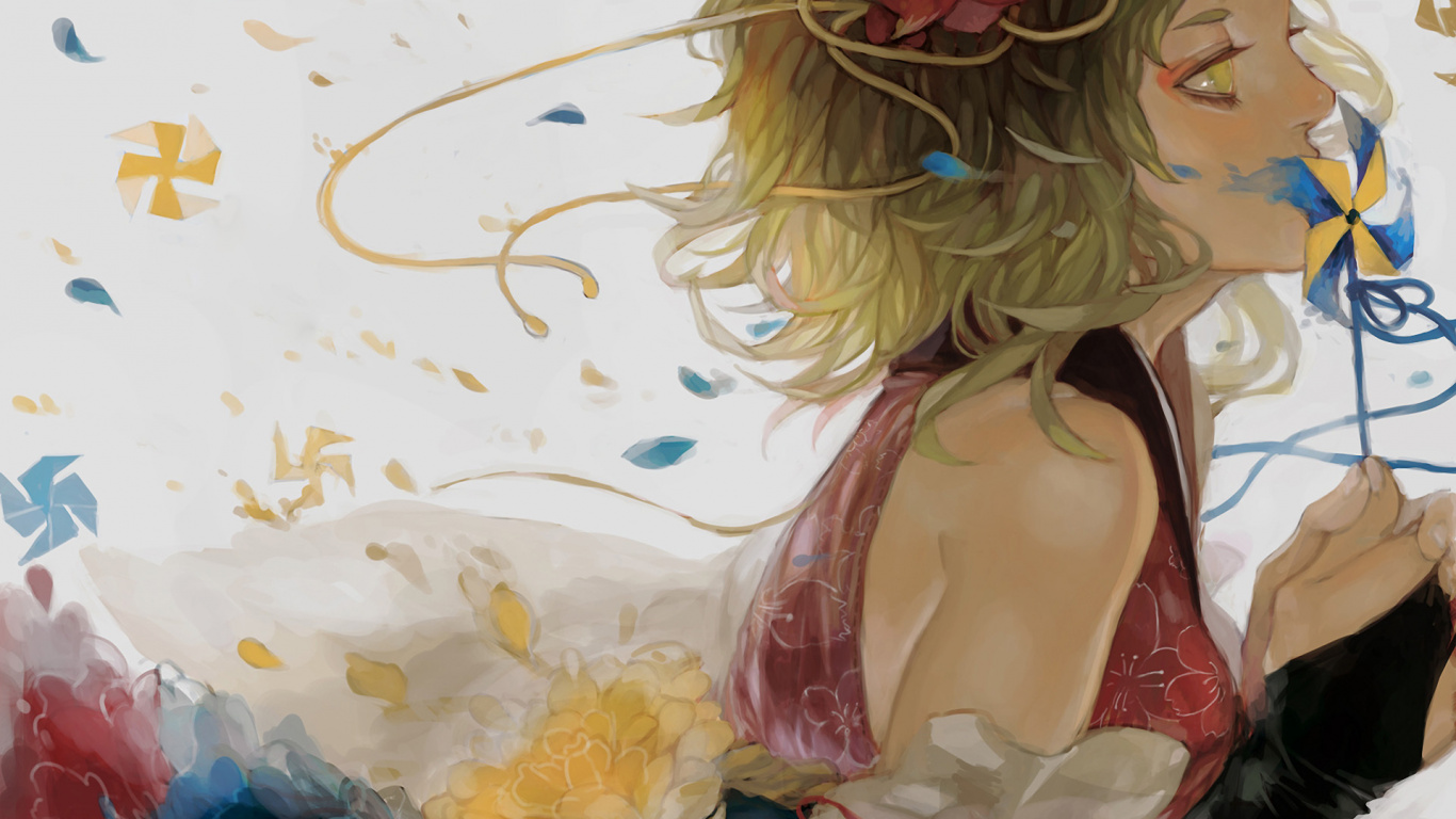 Blonde Frau im Weißen Kleid. Wallpaper in 1366x768 Resolution