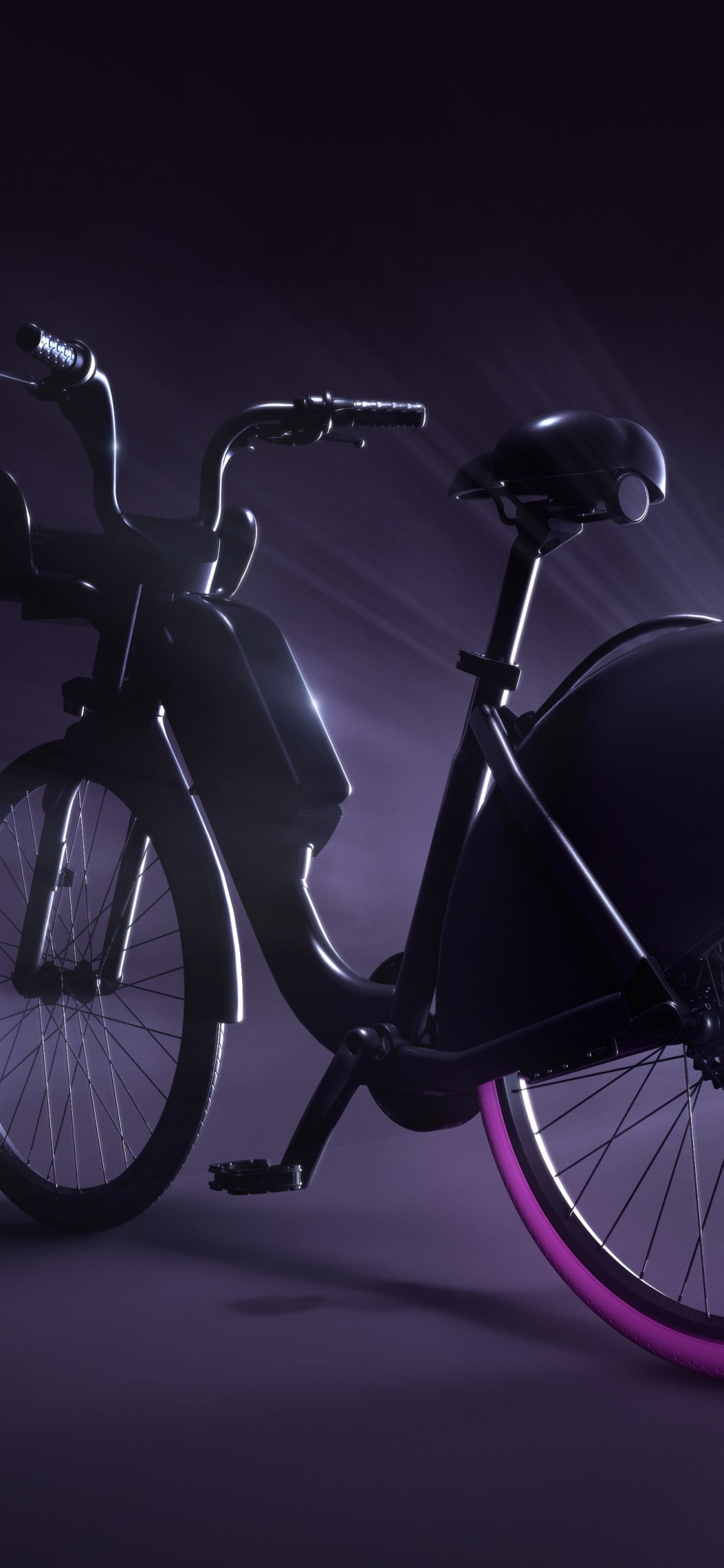 Black Bicycle in Gray Scale. Wallpaper in 1125x2436 Resolution