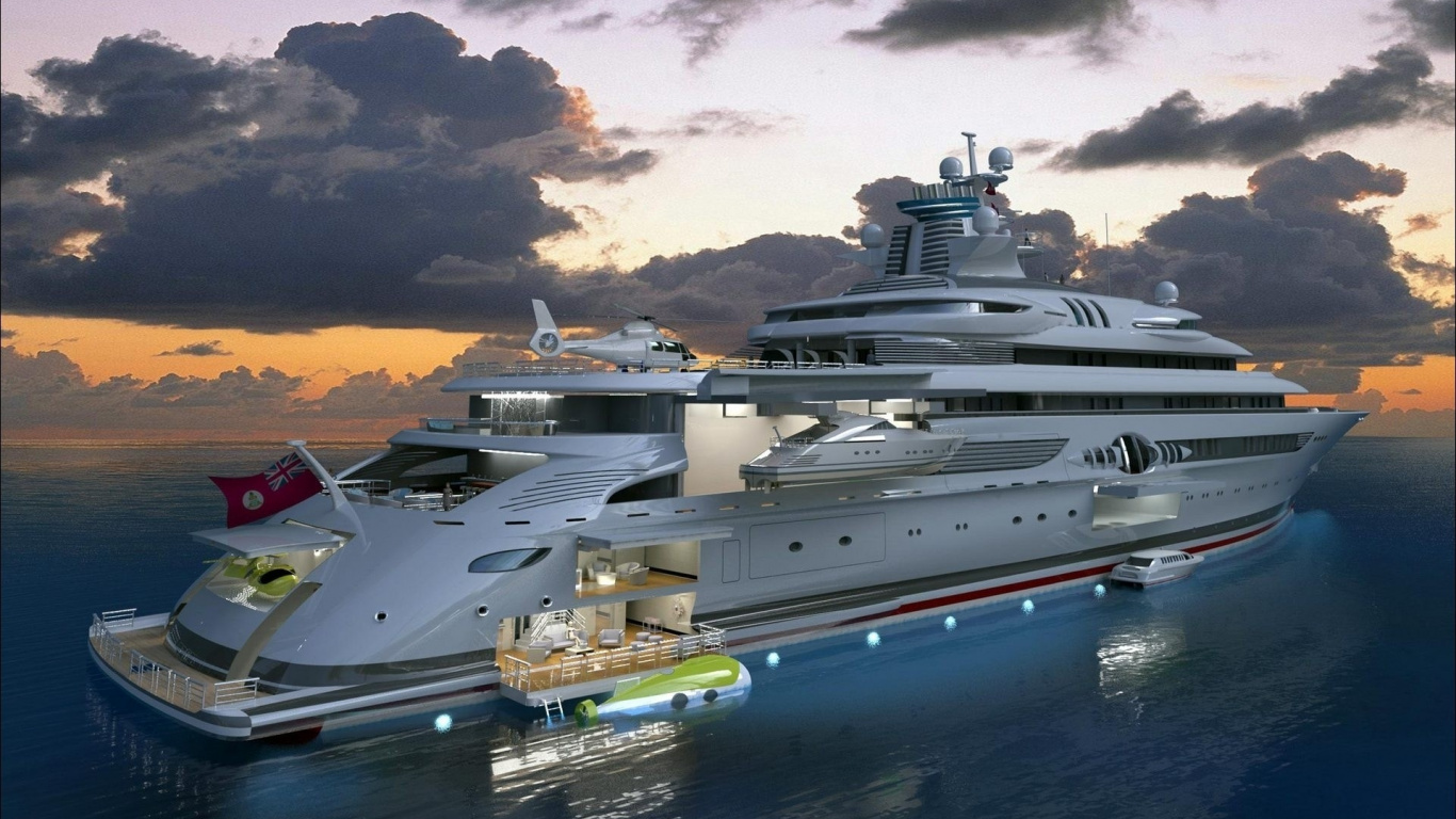 Bateau de Croisière Blanc et Bleu Sur la Mer Sous un Ciel Nuageux Pendant la Journée. Wallpaper in 1366x768 Resolution