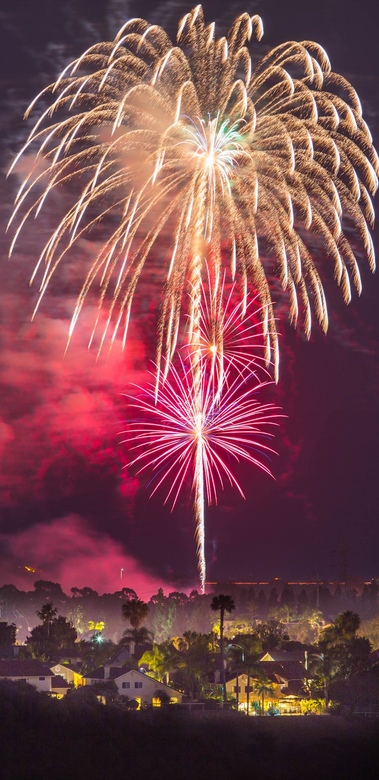 Party, Fireworks, New Years Day, Night, Event. Wallpaper in 1440x2960 Resolution