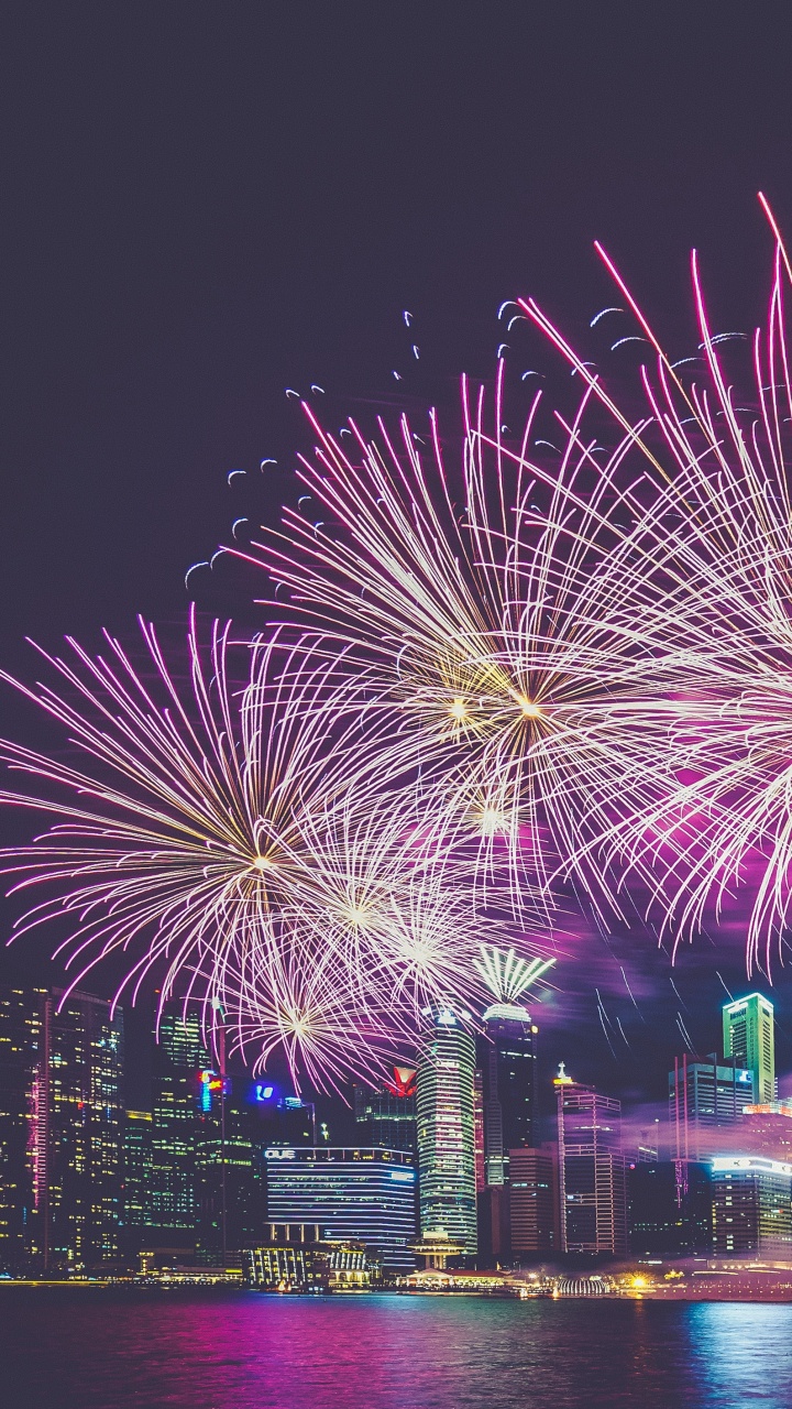烟花, 独立日, 新年当天, 里程碑, 紫色的 壁纸 720x1280 允许