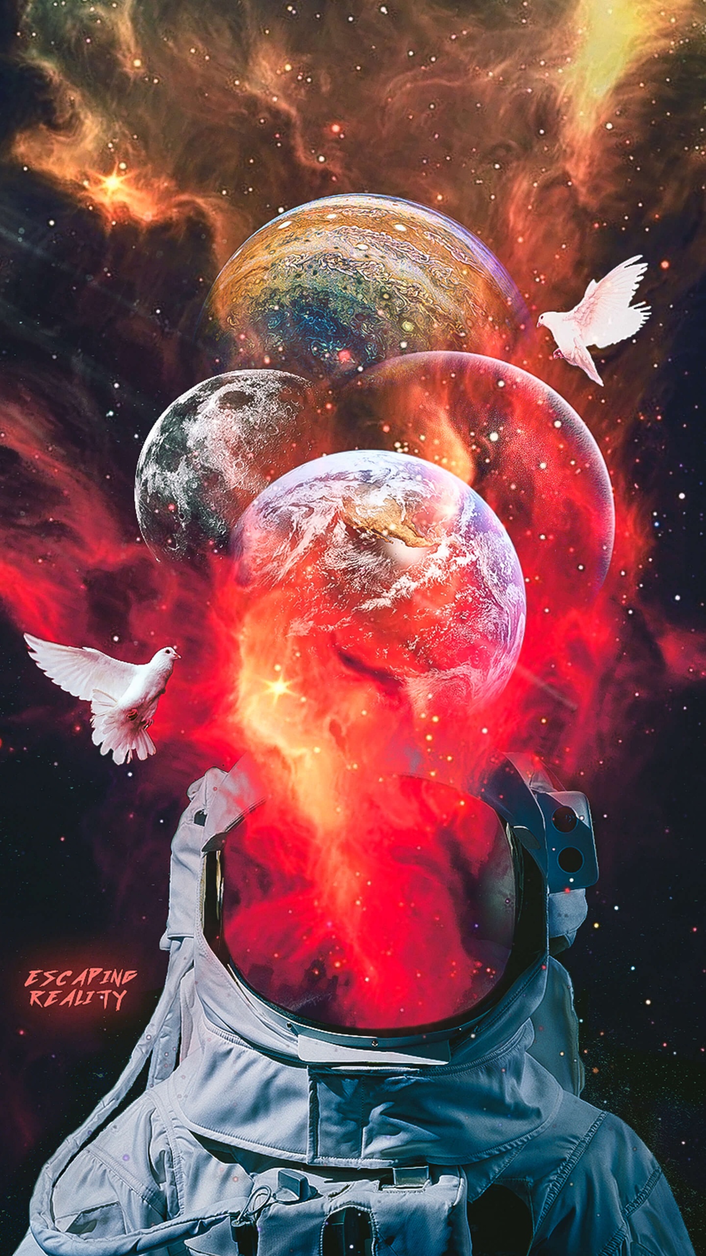 Objeto Astronómico, Arte, Rojo, Pintura, Espacio. Wallpaper in 1440x2560 Resolution