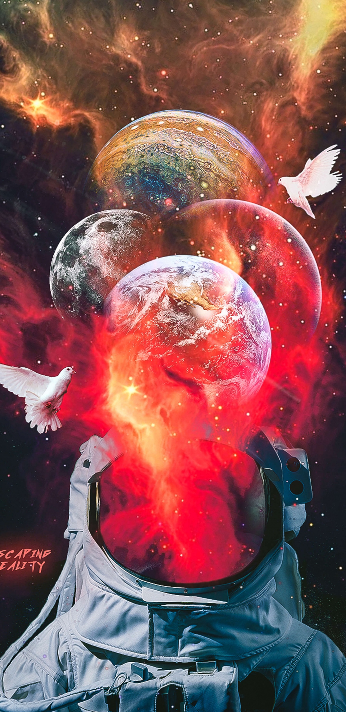 Objeto Astronómico, Arte, Rojo, Pintura, Espacio. Wallpaper in 1440x2960 Resolution