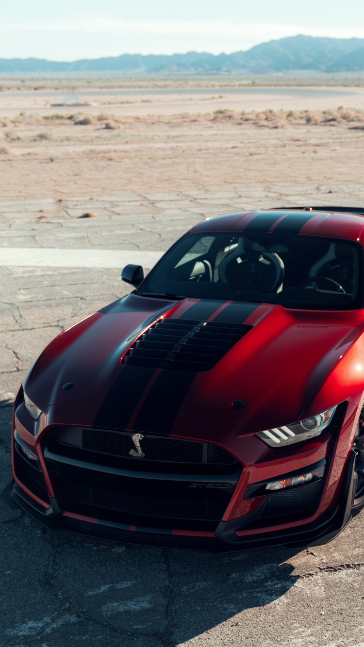 2020年福特野马, 谢尔比野马, 福特gt, V8引擎, 红色的 壁纸 750x1334 允许