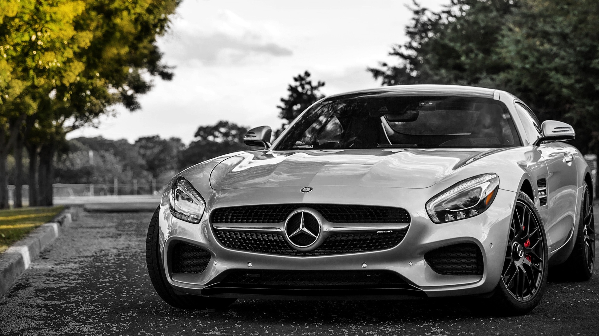 Foto en Escala de Grises Del Coche Mercedes Benz. Wallpaper in 1920x1080 Resolution
