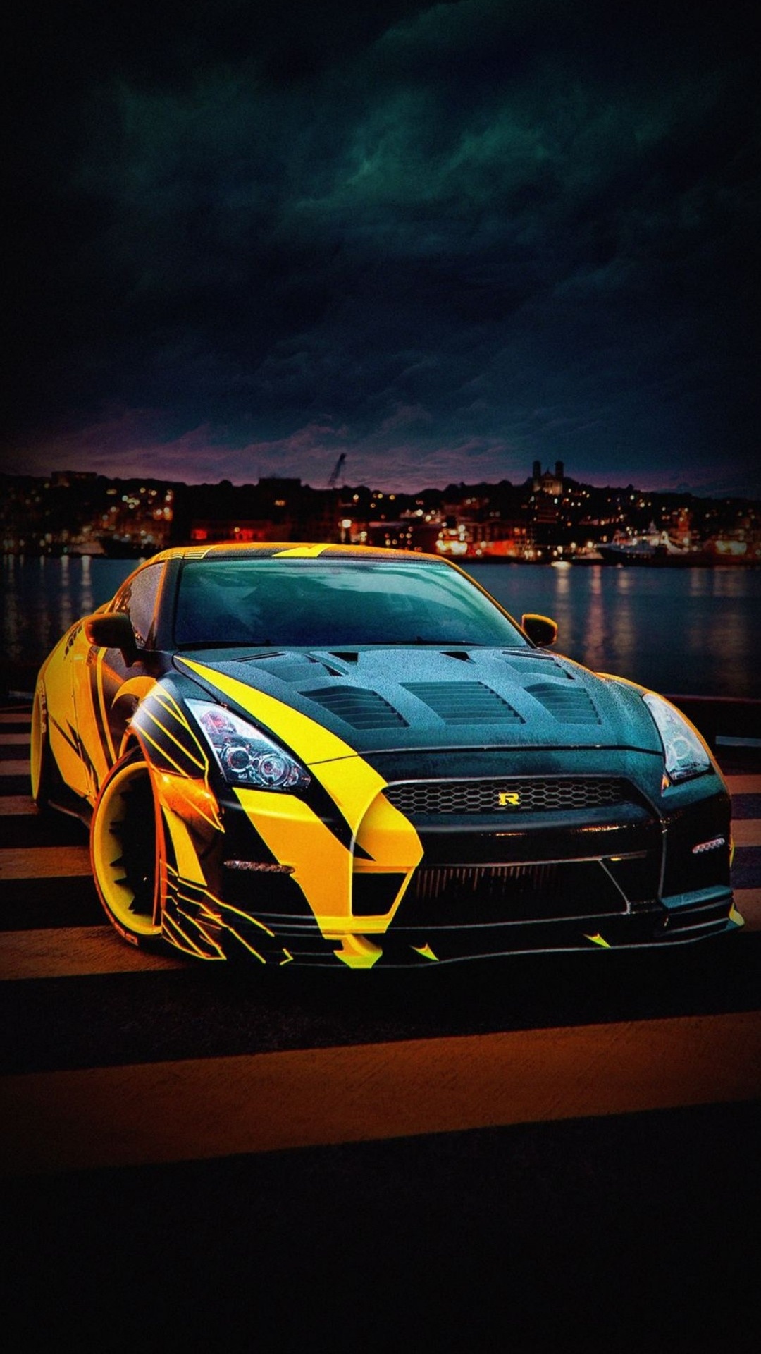 反射, 日产天际线gt r, 日产gt r, 车灯, 轮胎 壁纸 1080x1920 允许