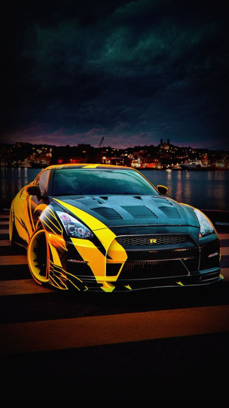 Reflexión, Nissan Skyline gt r, Nissan gt r, Coche, Rueda. Wallpaper in 750x1334 Resolution