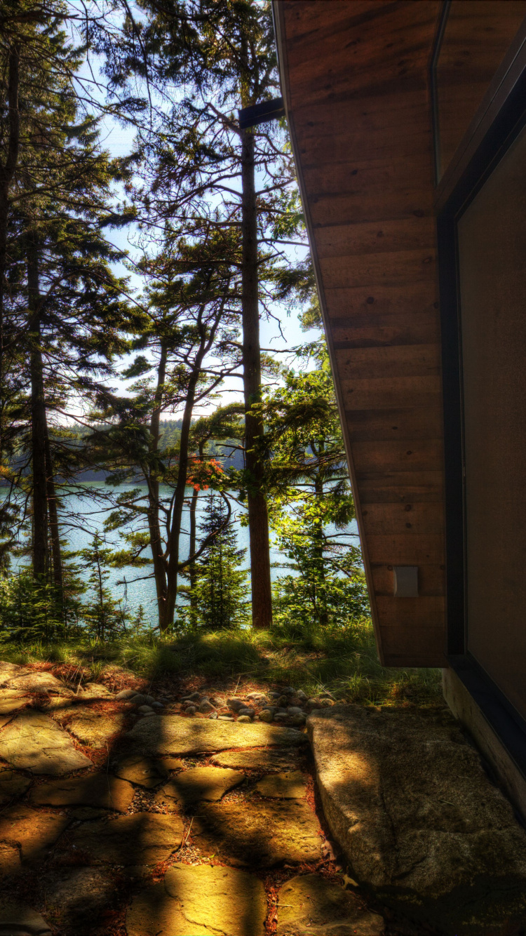 Brown Wooden House Near Green Trees During Daytime. Wallpaper in 750x1334 Resolution