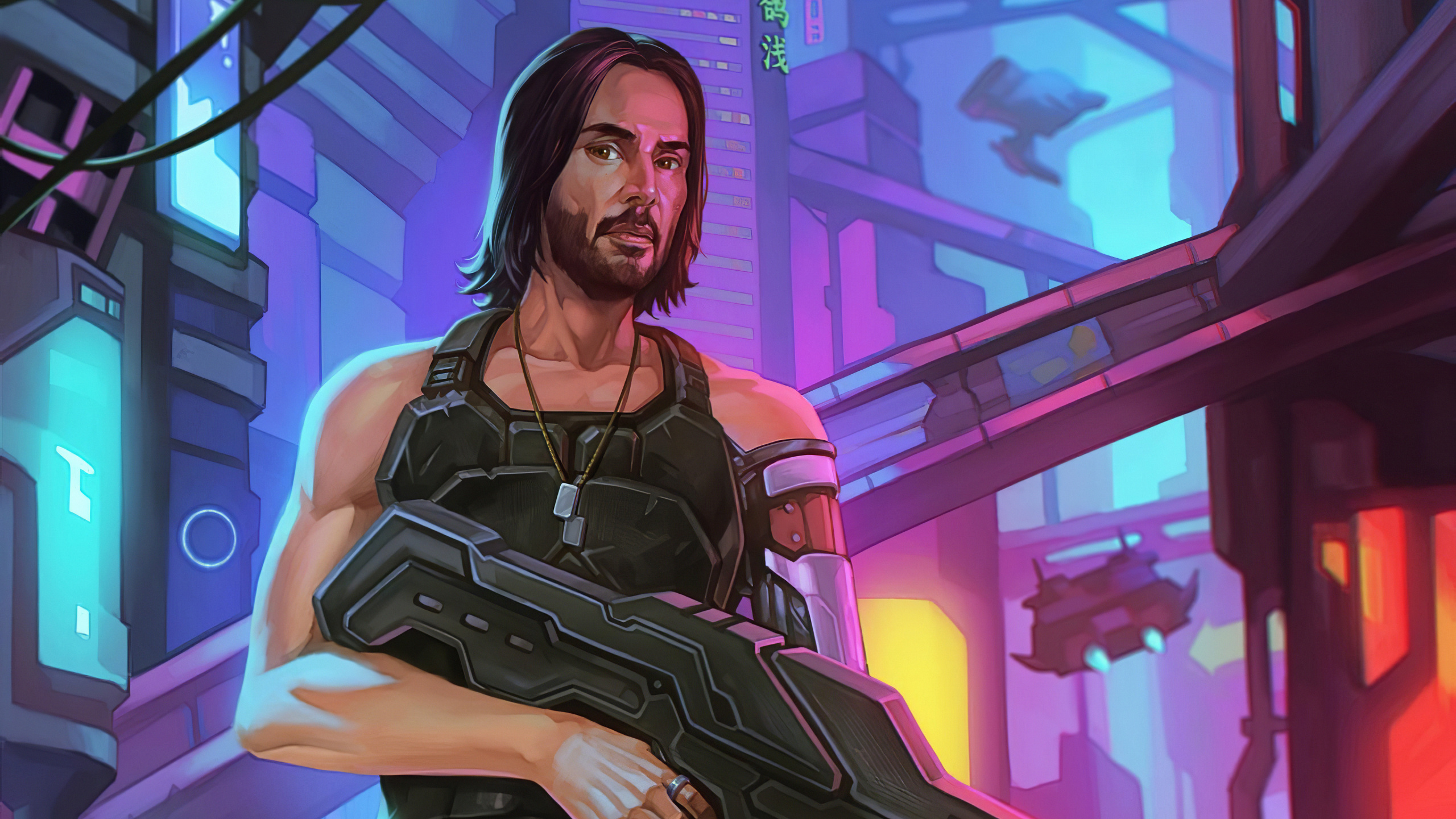Keanu Reeves, Cyberpunk 2077, Adventure, Games, Pc-Spiel. Wallpaper in 2560x1440 Resolution