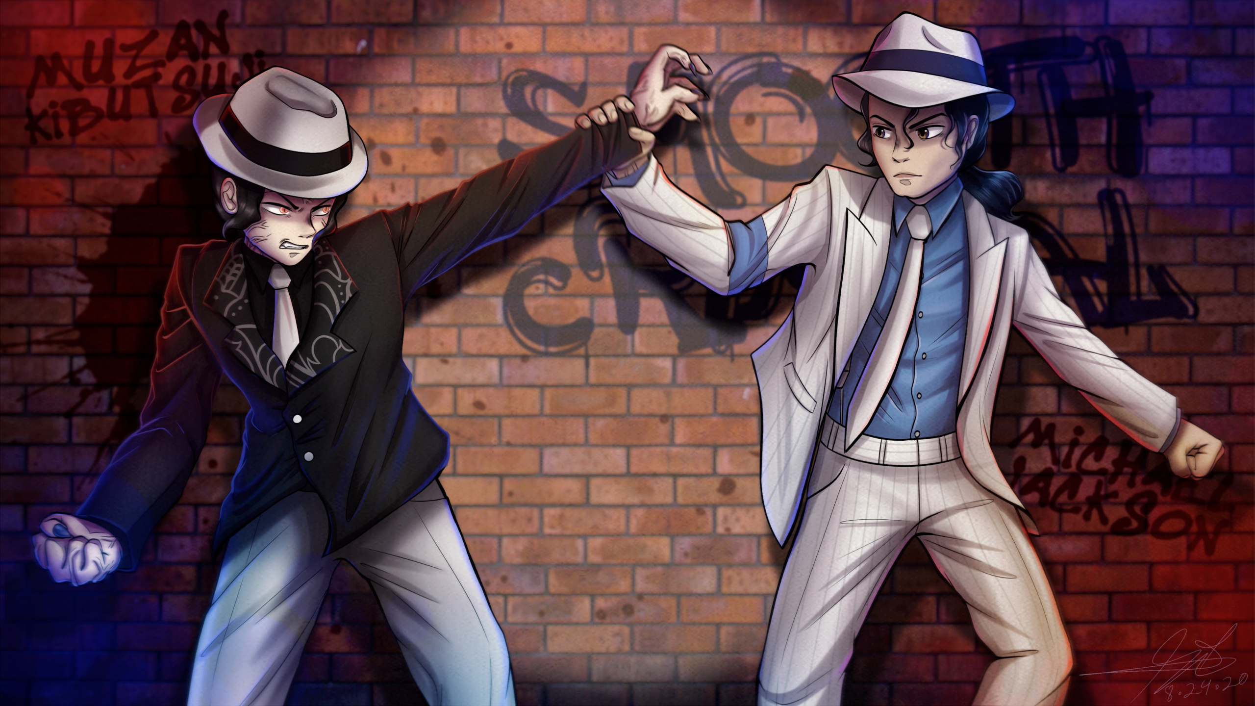 Michael Jackson, Muzan Kibutsuji, Dämonentöter Kimetsu no Yaiba, Mondspaziergang, Die Jackson 5. Wallpaper in 2560x1440 Resolution