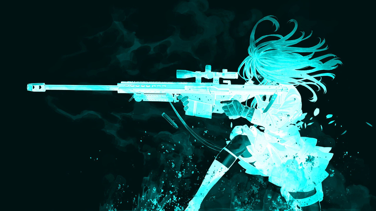 Woman Holding Rifle Anime Character. Wallpaper in 1280x720 Resolution
