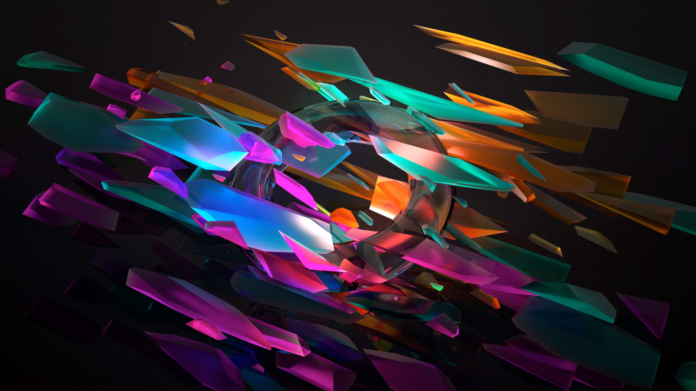 Purple Orange and Blue Abstract Art. Wallpaper in 1366x768 Resolution