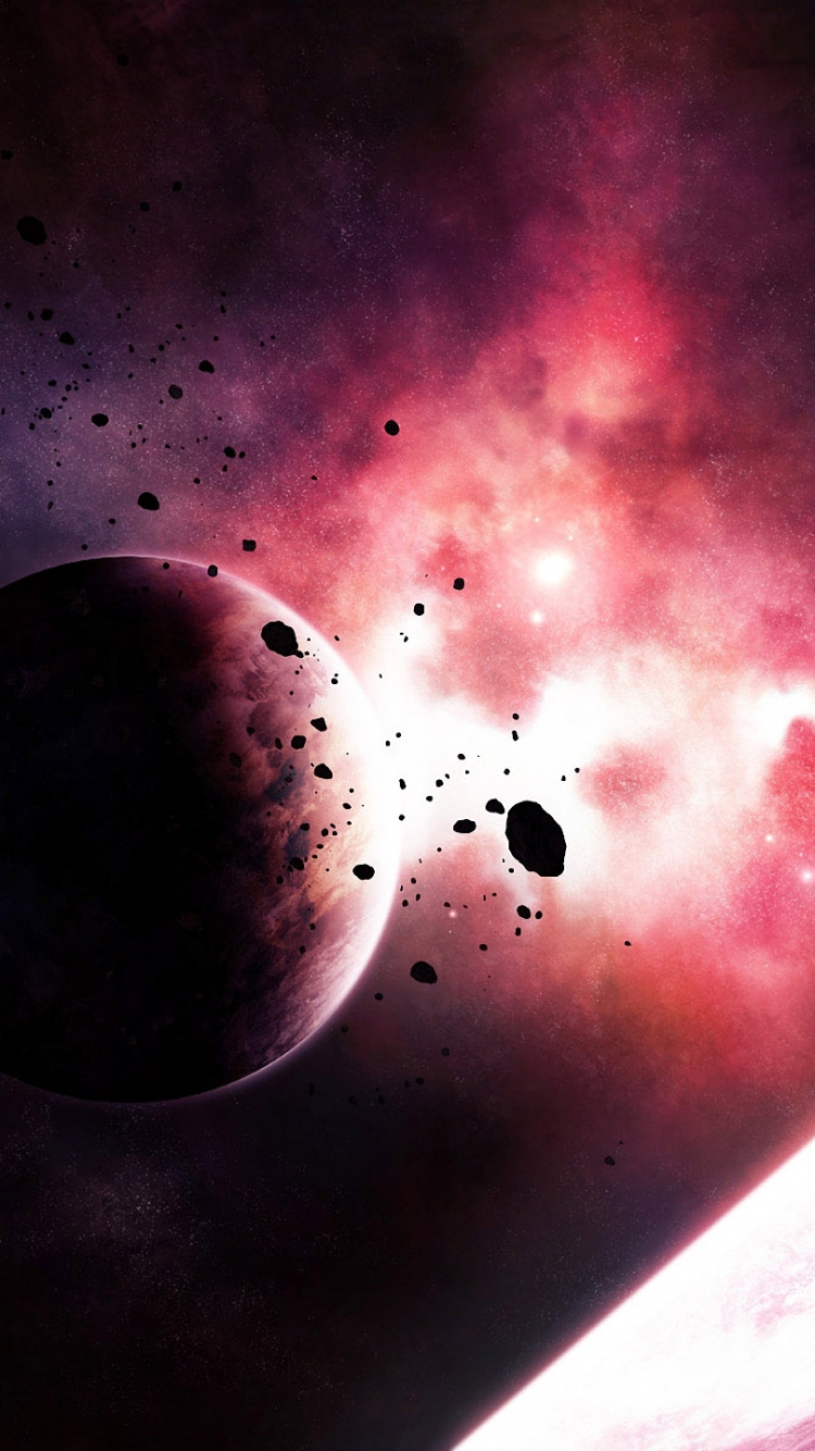 Weißer Und Schwarzer Planet Mit Mond. Wallpaper in 750x1334 Resolution