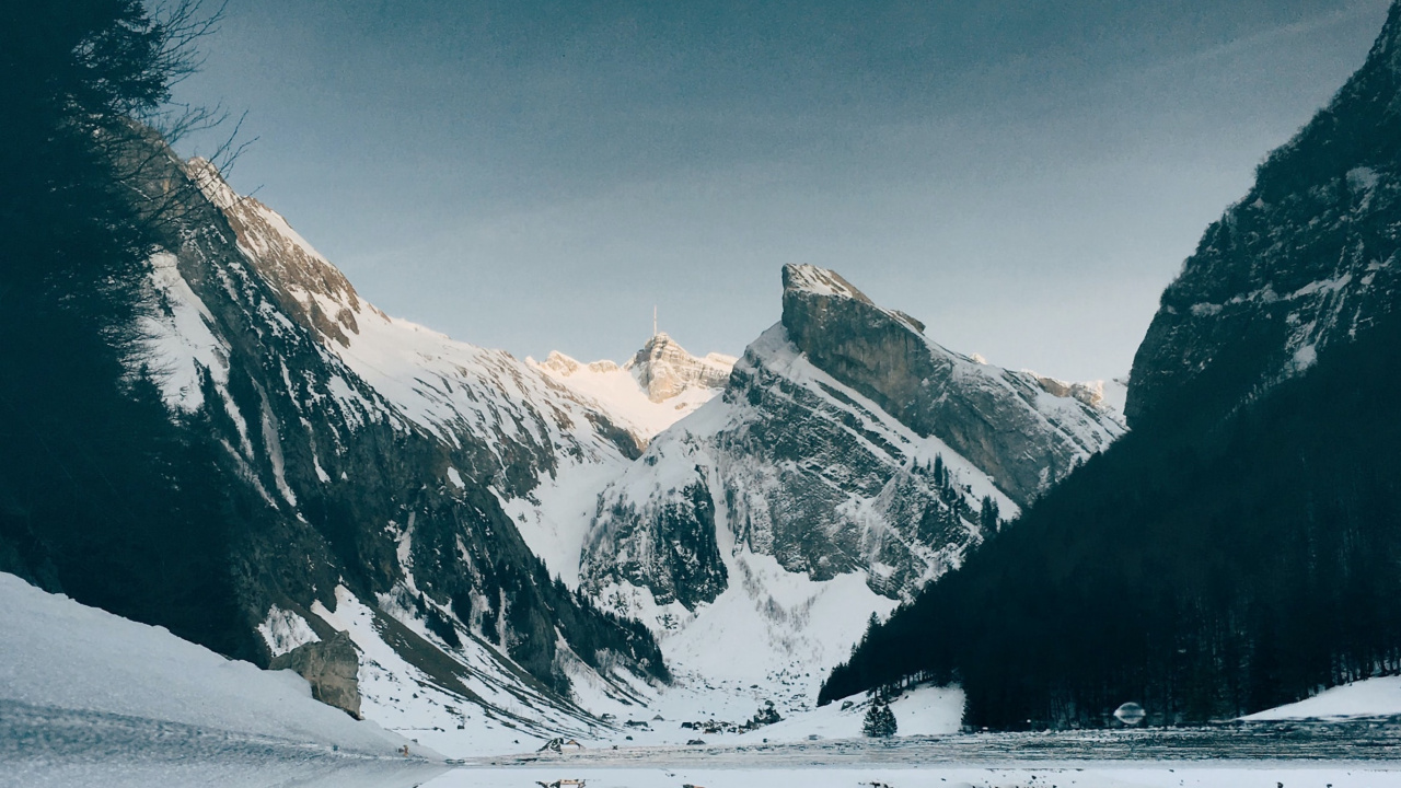 Nieve, Montaña, Agua, Naturaleza, Paisaje Natural. Wallpaper in 1280x720 Resolution