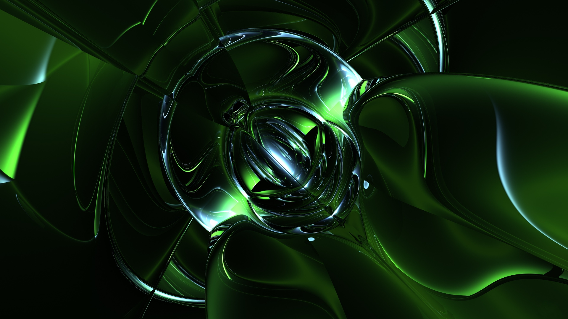 Green and Black Abstract Illustration. Wallpaper in 1920x1080 Resolution