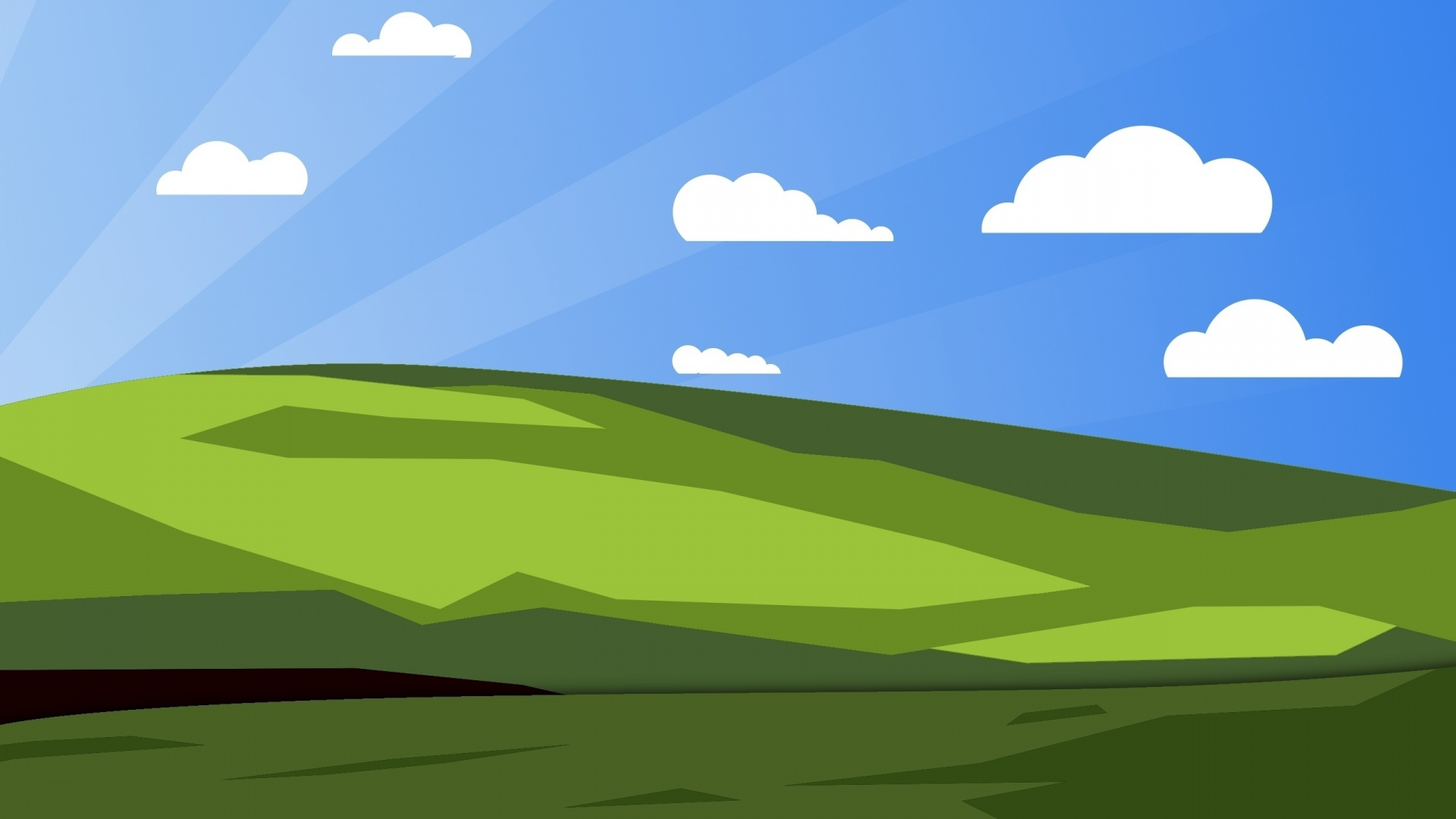 Green Grass Field and Trees Illustration. Wallpaper in 1920x1080 Resolution
