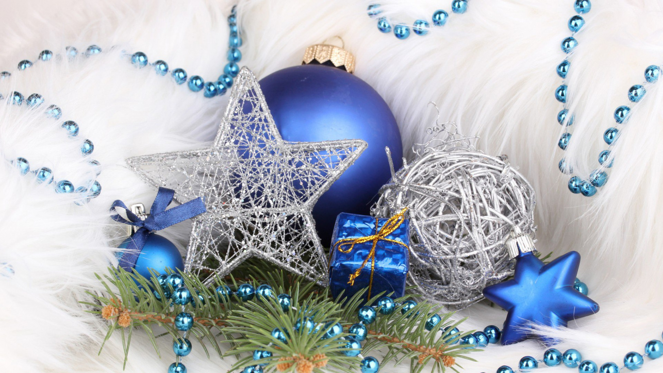 Weihnachten, Neujahr, Blau, Christmas Ornament, Weihnachtsdekoration. Wallpaper in 1366x768 Resolution