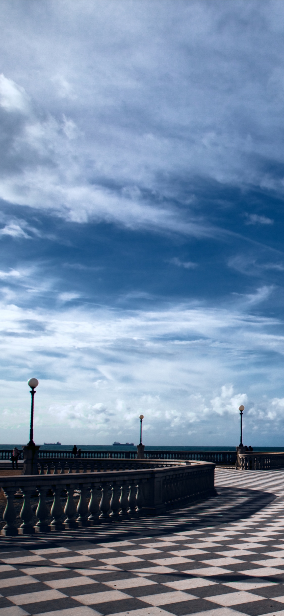 Black Metal Fence Near Sea Under Blue Sky During Daytime. Wallpaper in 1125x2436 Resolution