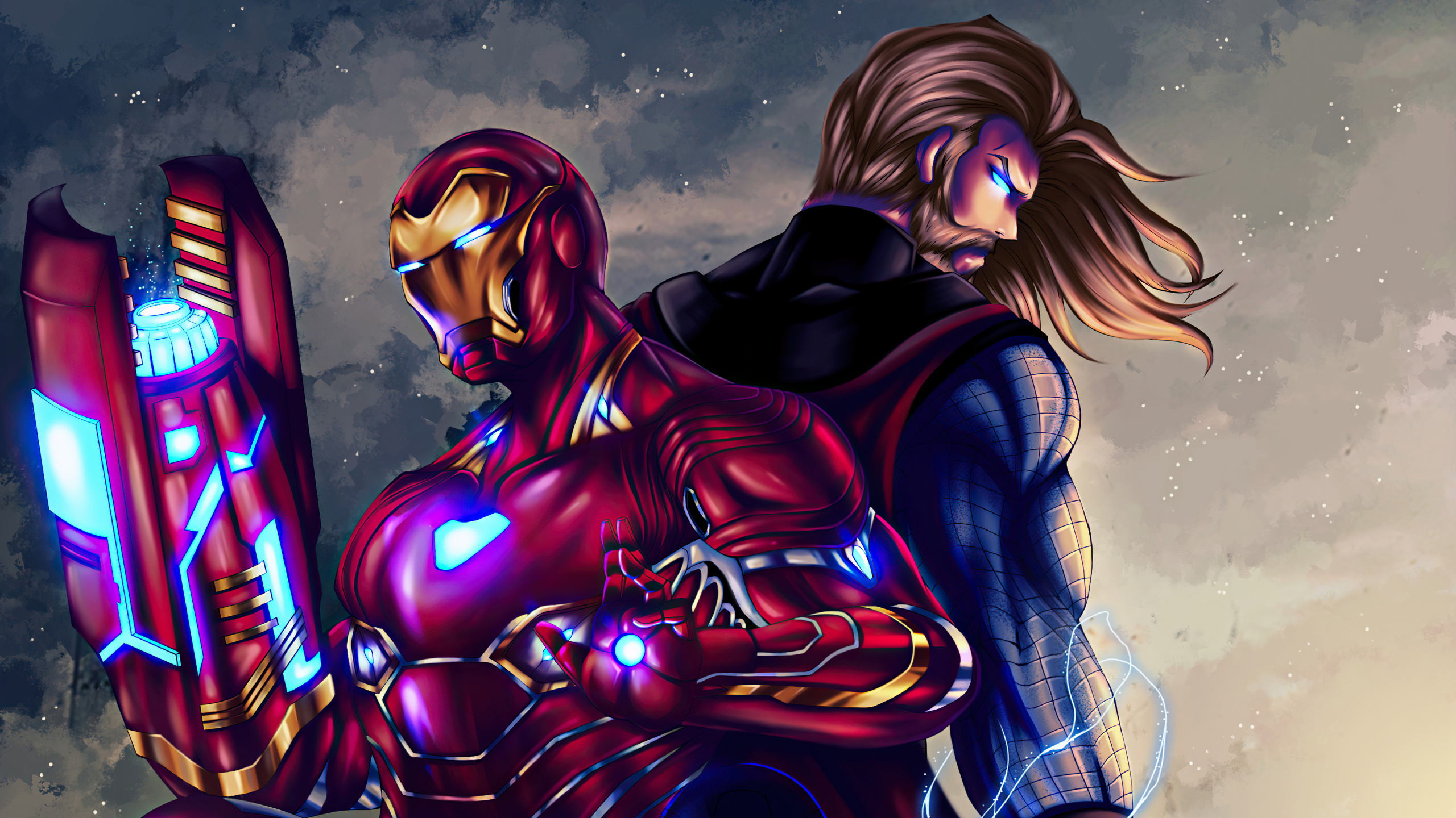 Maravilla Trinidad Arte, Iron Man, Capitán América, Natasha Romanova, Arte. Wallpaper in 2560x1440 Resolution