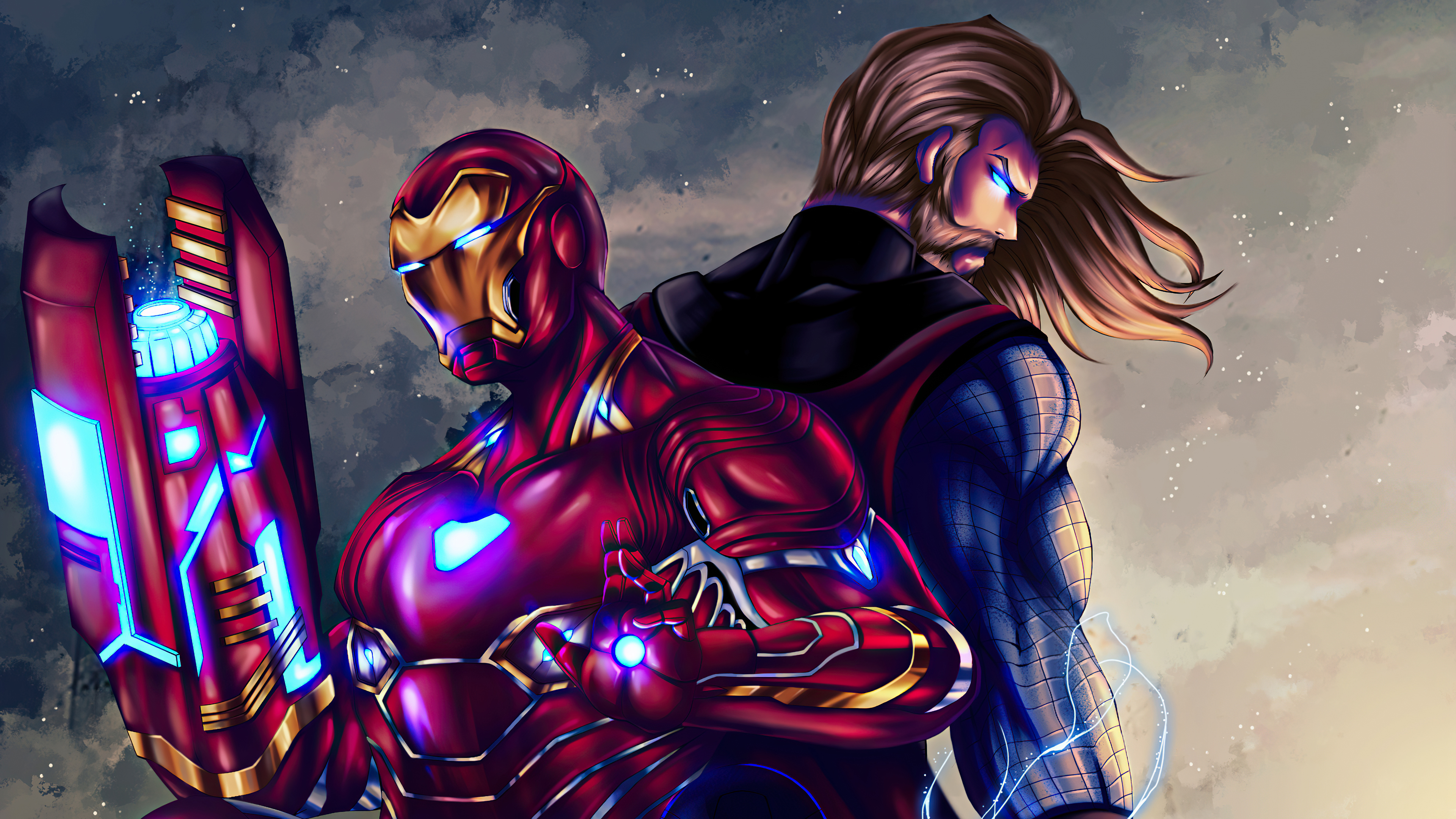 Maravilla Trinidad Arte, Iron Man, Capitán América, Natasha Romanova, Arte. Wallpaper in 3840x2160 Resolution