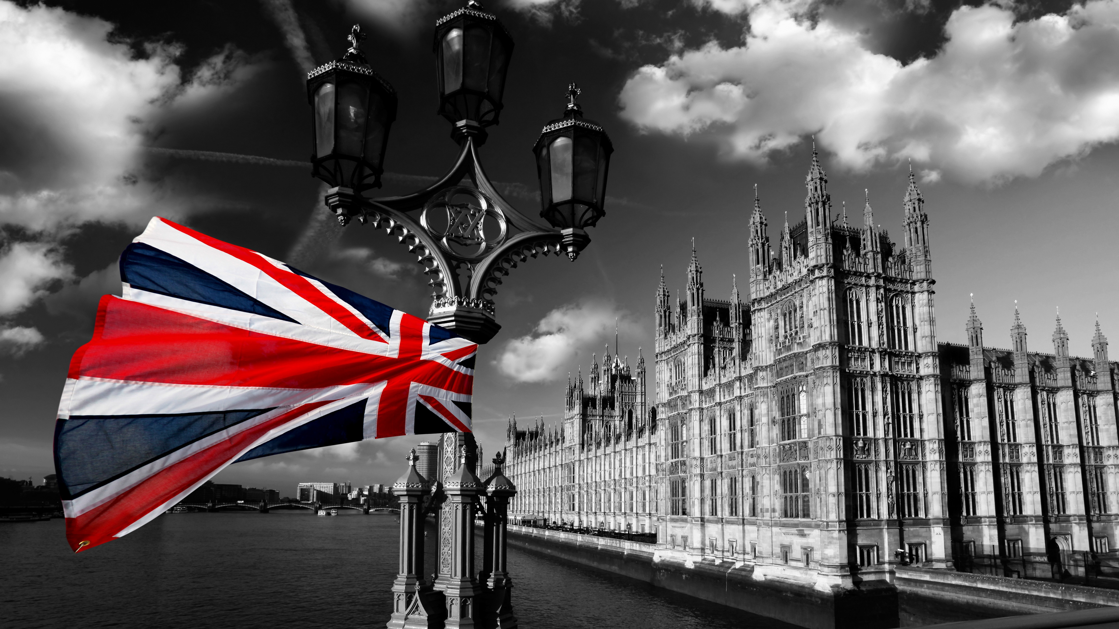 里程碑, 单色模式, 大都会, 红色的, 黑色和白色的 壁纸 3840x2160 允许