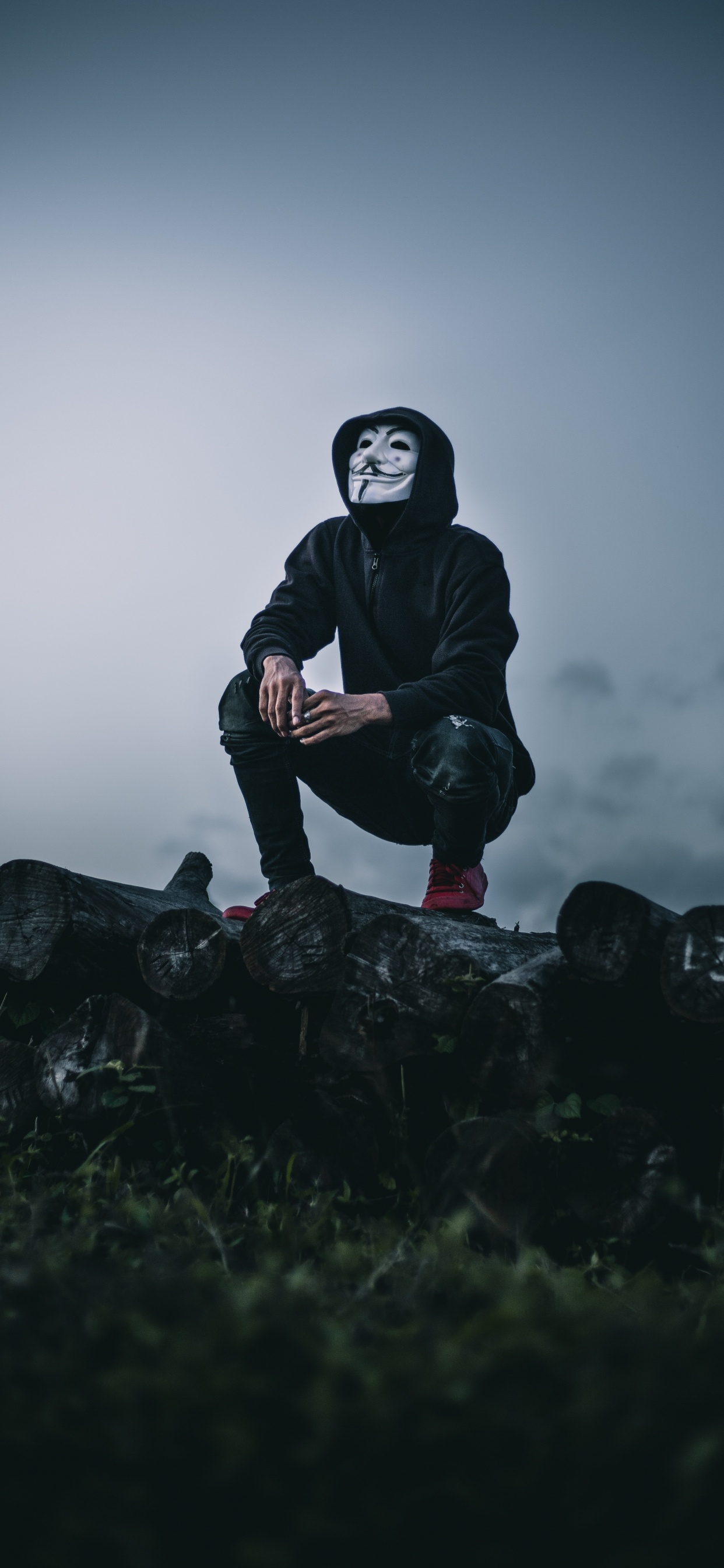 乐趣, 坐, 外套, 天空, 面罩 壁纸 1242x2688 允许