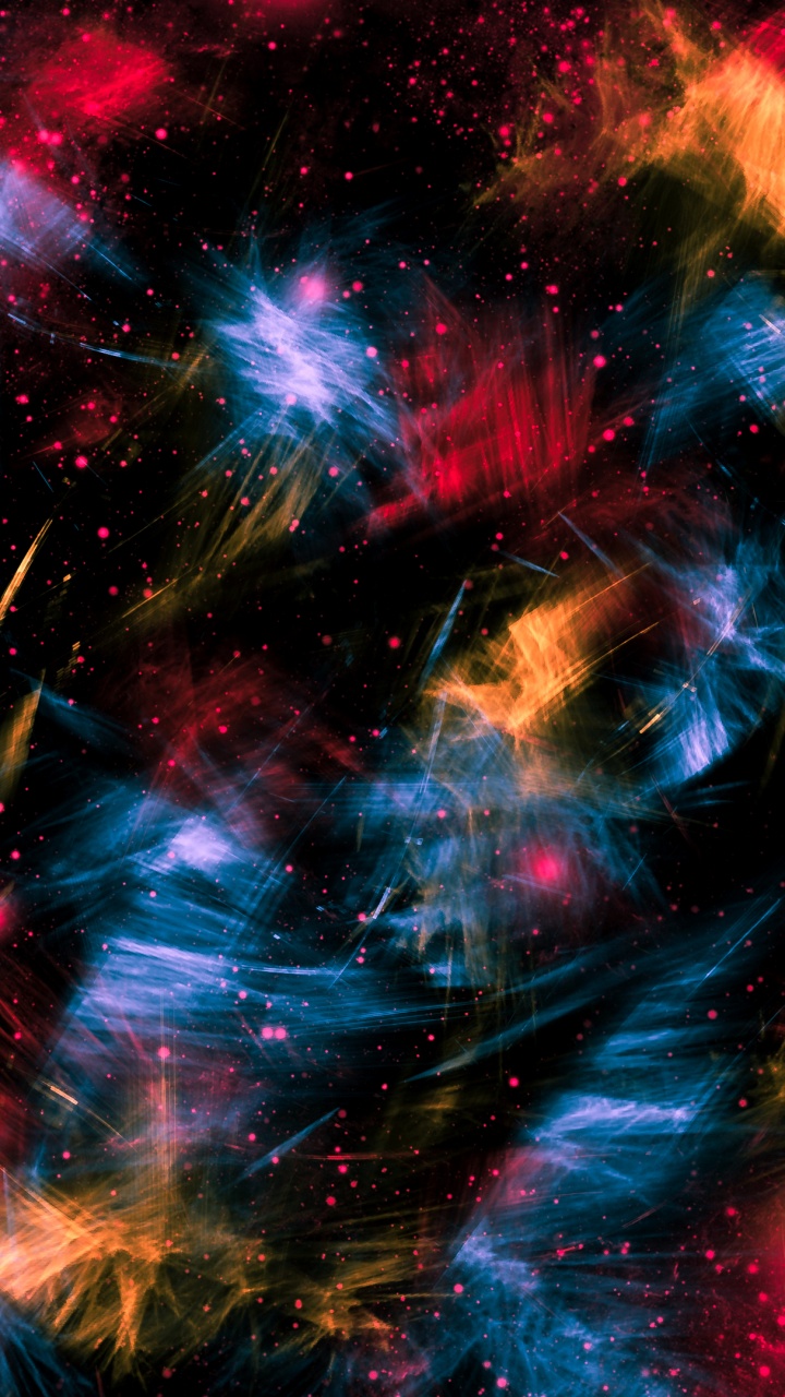 Peinture Abstraite Bleu Rouge et Jaune. Wallpaper in 720x1280 Resolution