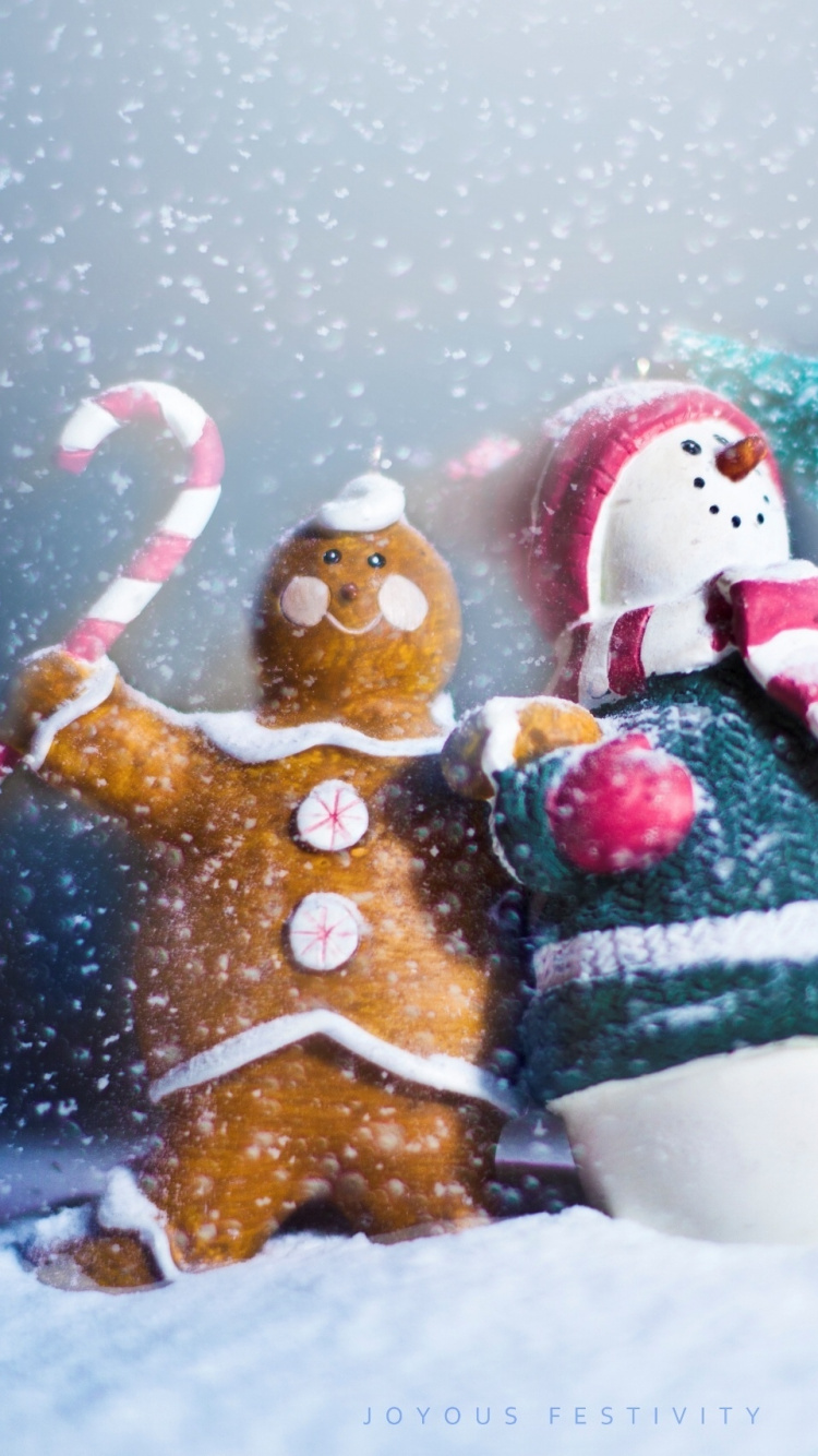 Weihnachten, Schneemann, Winter, Schnee, Weihnachtsmann. Wallpaper in 750x1334 Resolution