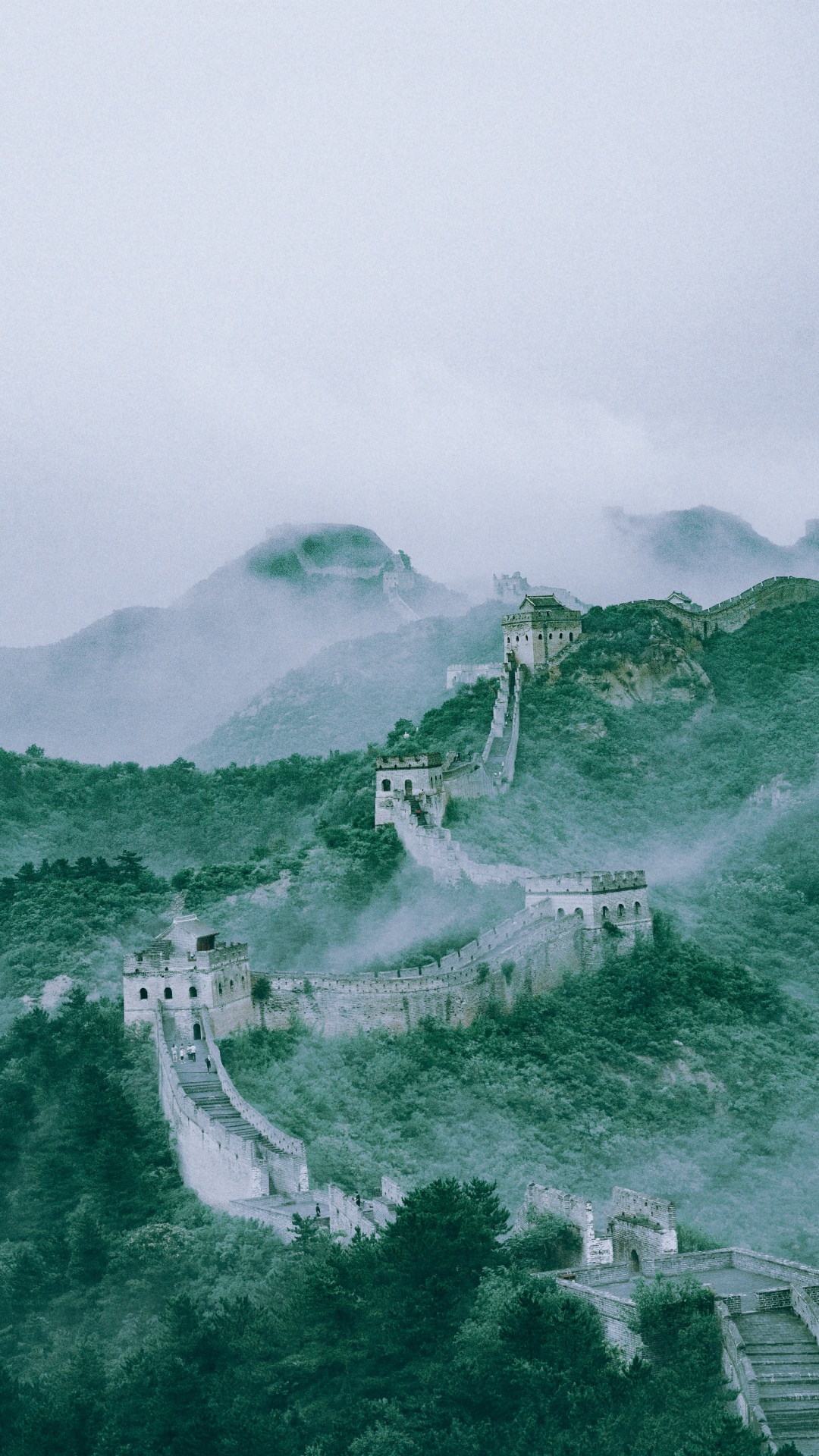 Green Mountain Under White Sky. Wallpaper in 1080x1920 Resolution