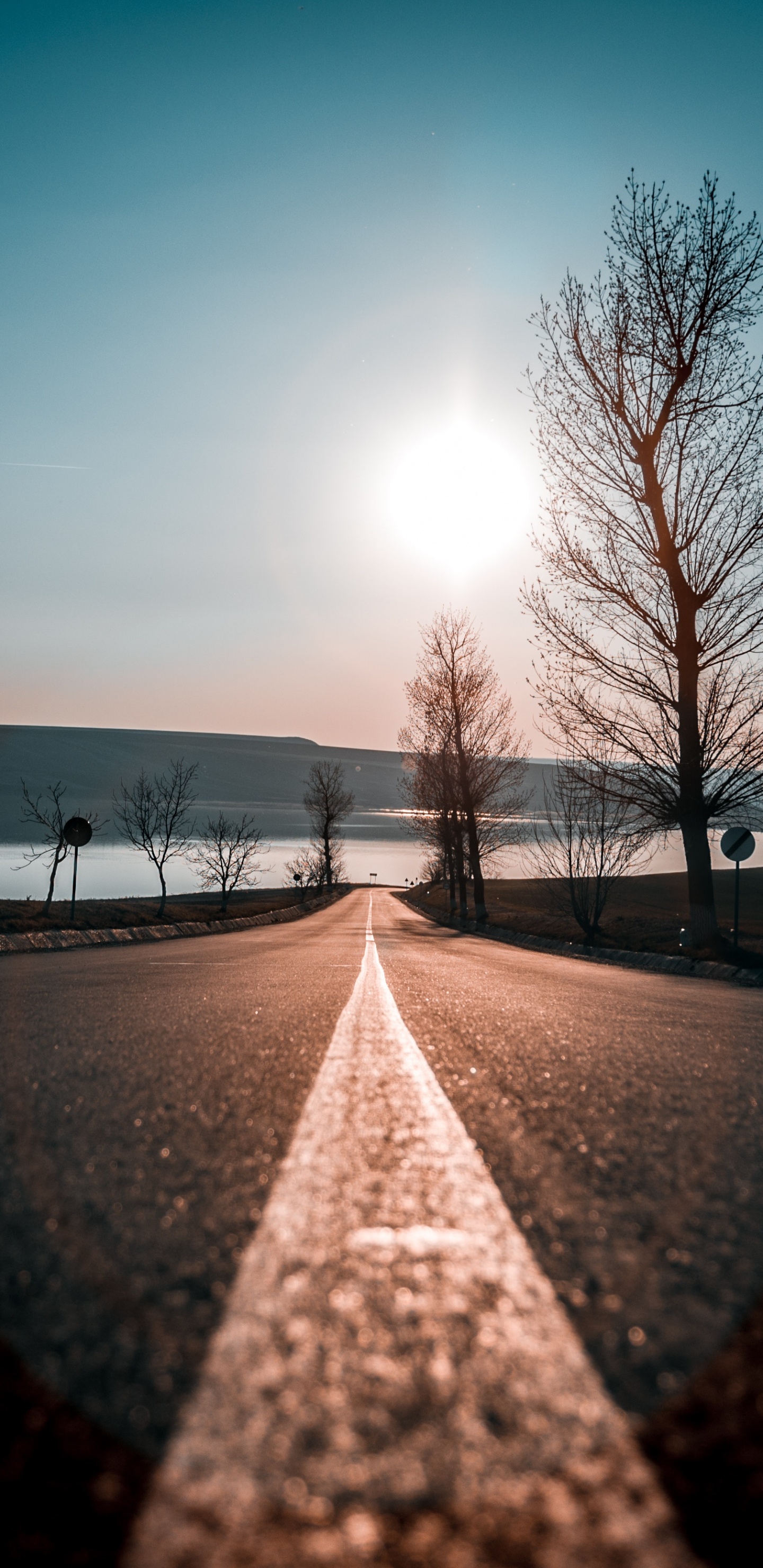 Paysage Naturel, Matin, Hiver, Neige, Voyage Sur la Route. Wallpaper in 1440x2960 Resolution