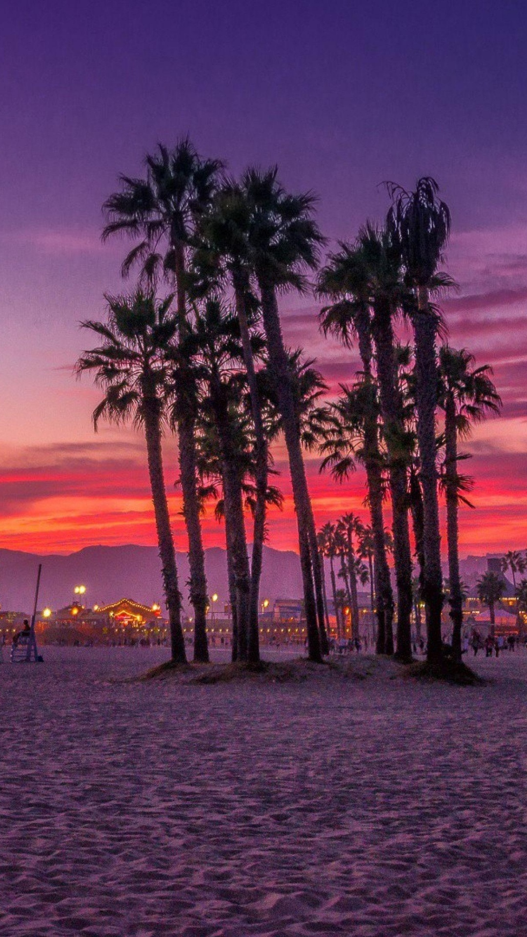 Les Gens Sur la Plage Pendant le Coucher du Soleil. Wallpaper in 1080x1920 Resolution