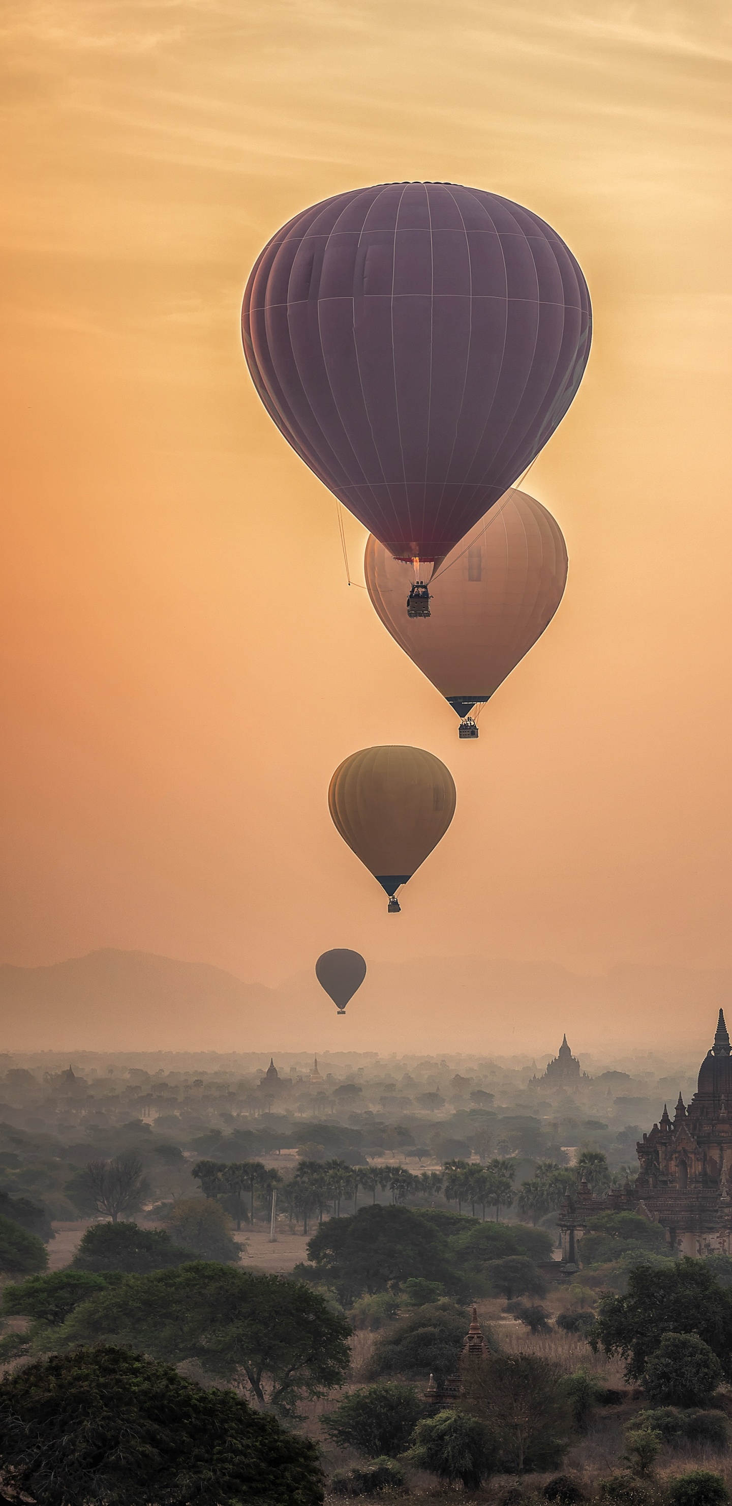 Hot Air Balloon Bagan, Old Bagan, Hot Air Balloon, Balloon, Flight. Wallpaper in 1440x2960 Resolution
