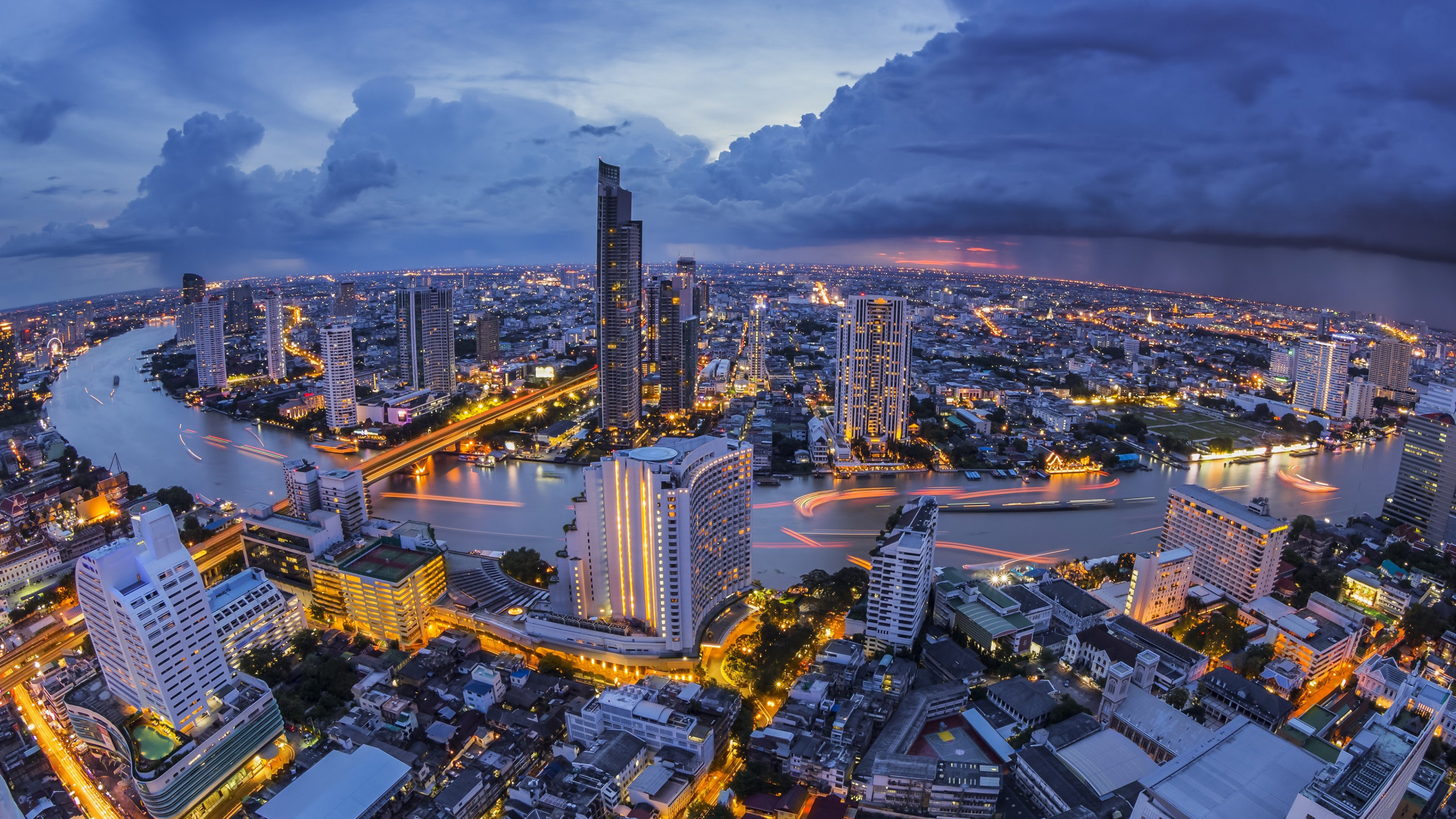 Aerial View of City Buildings During Night Time. Wallpaper in 2560x1440 Resolution