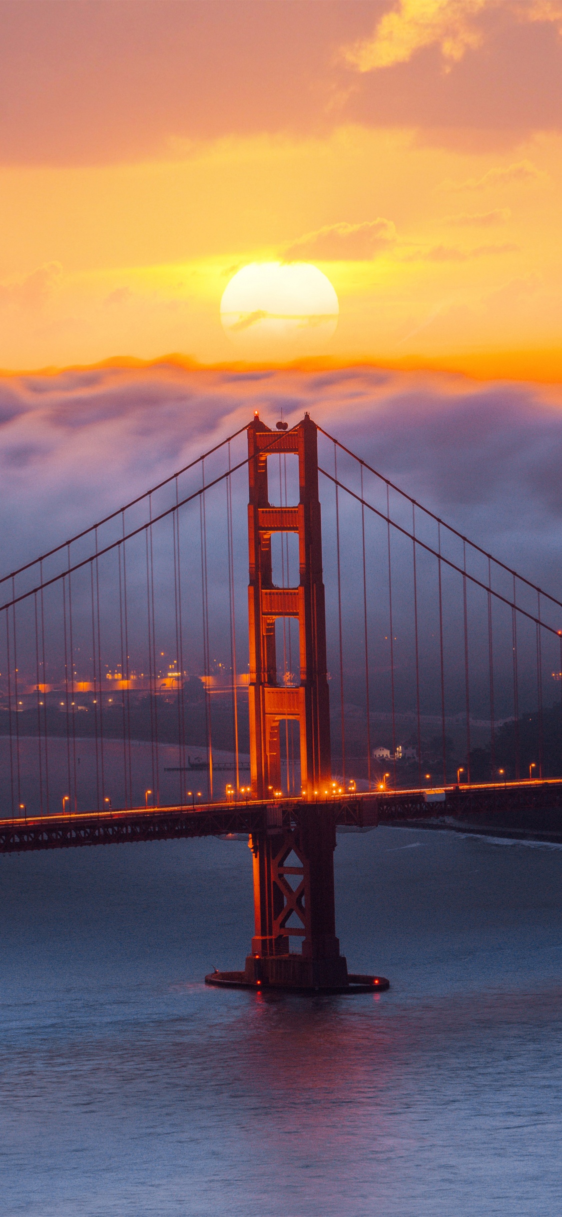 Afterglow, Kabel-durchgehaltene Brücke, Balkenbrücke, Brücke, Balken-Brücke. Wallpaper in 1125x2436 Resolution