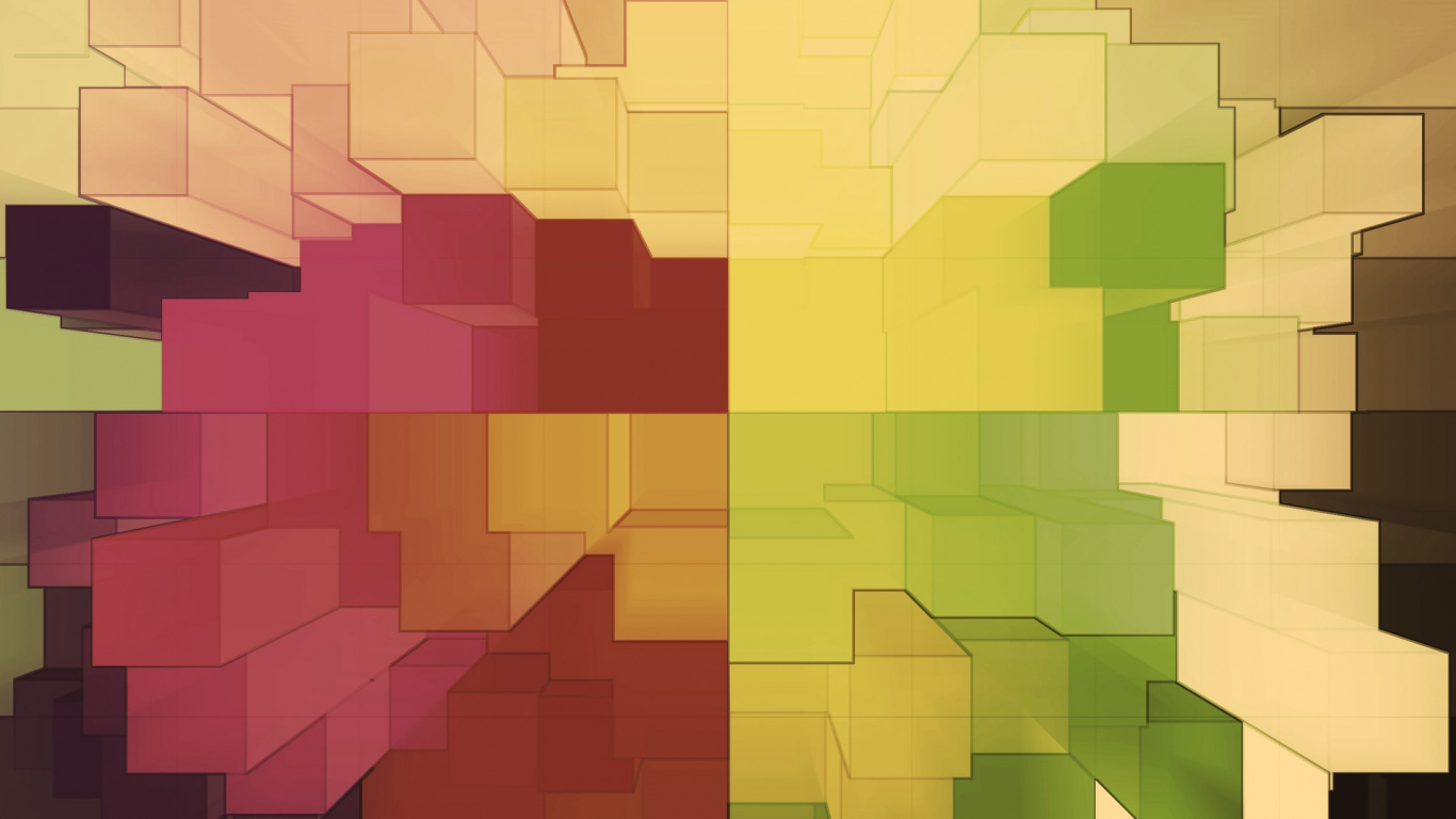 Red Yellow and Green Abstract Painting. Wallpaper in 1366x768 Resolution