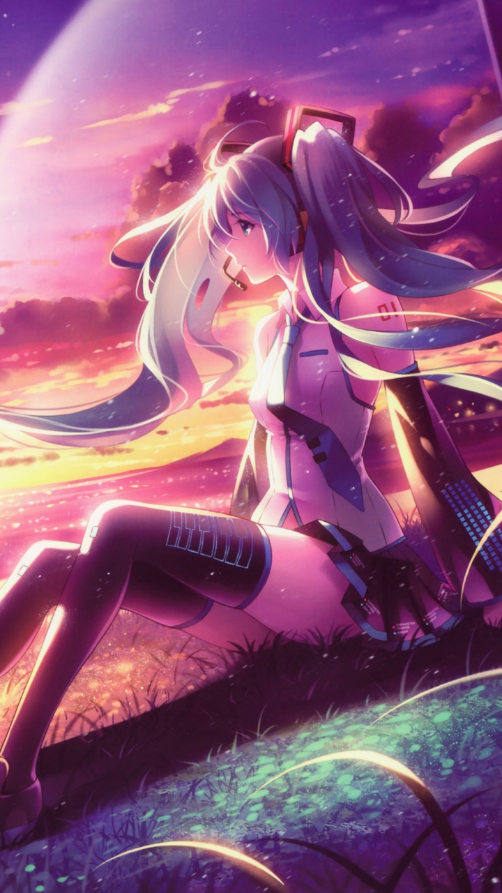 初音未来, 艺术创作, 紫色的, 紫罗兰色, 图形设计 壁纸 720x1280 允许