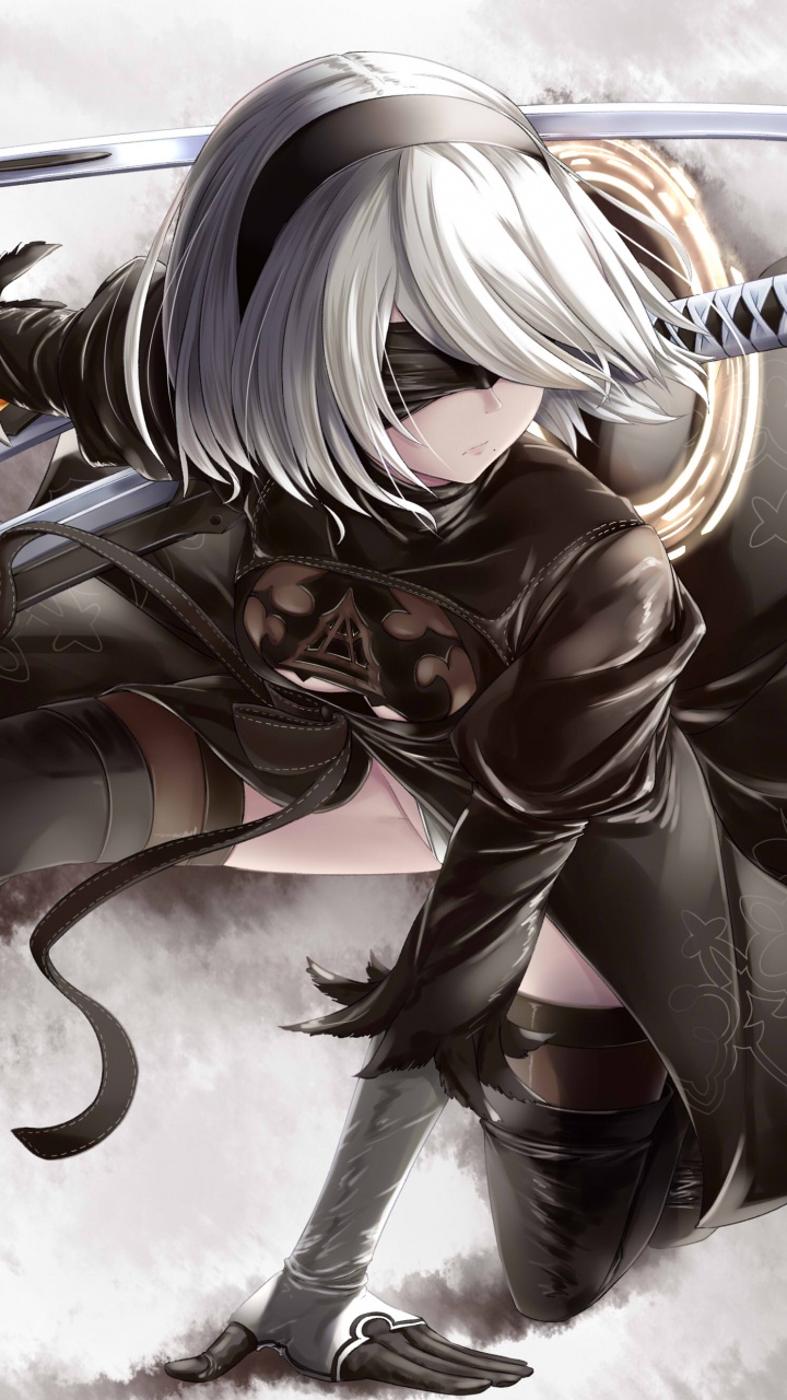 Frau im Weißen Haar Mit Schwert Anime Charakter. Wallpaper in 720x1280 Resolution