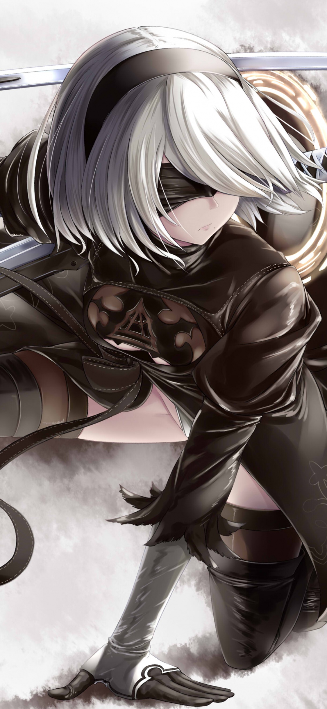 Nier自动机, 武器, Lance, 冷武器, 女战士 壁纸 1125x2436 允许