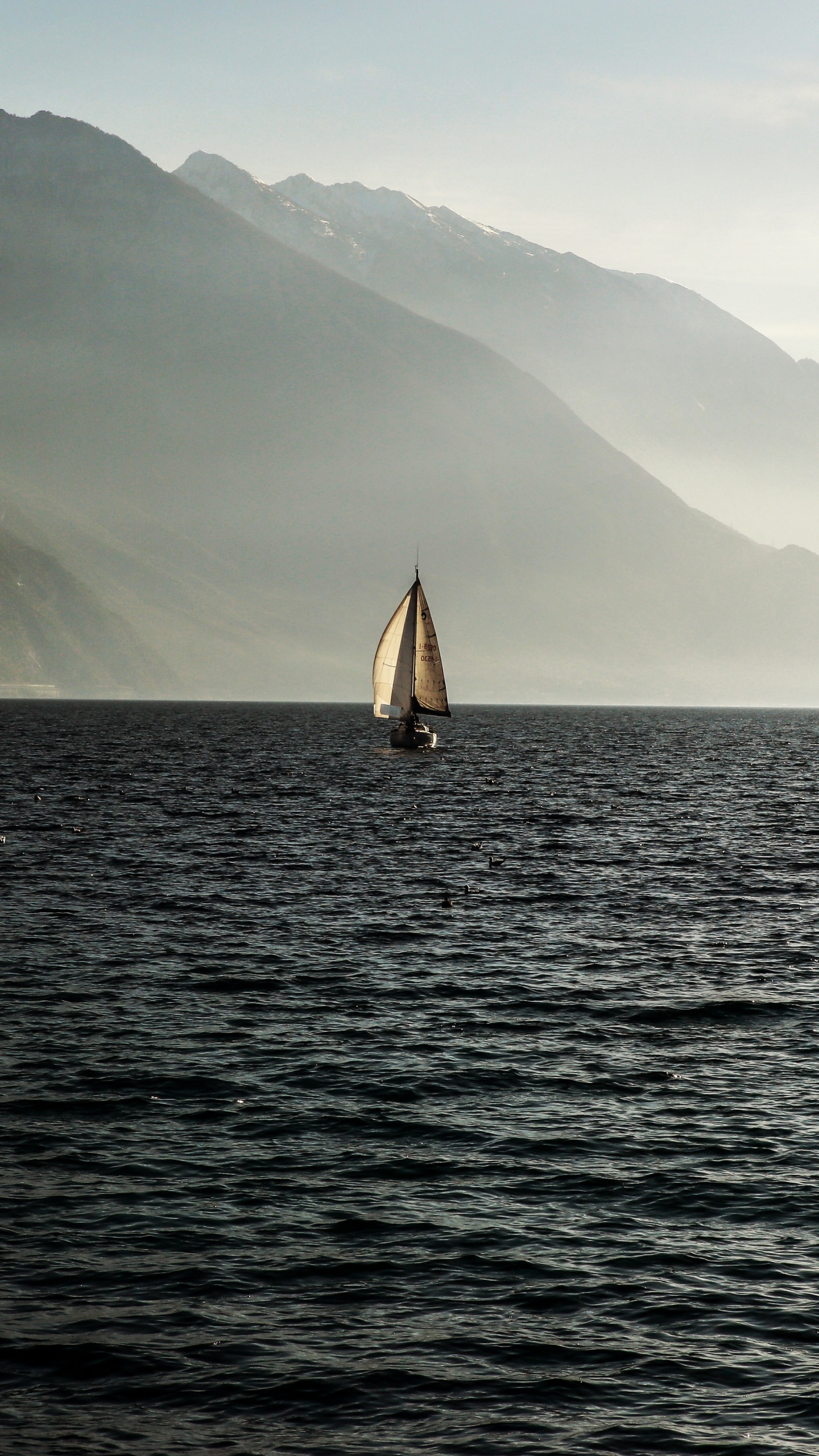 Sailboat on Sea Near Mountain During Daytime. Wallpaper in 1440x2560 Resolution