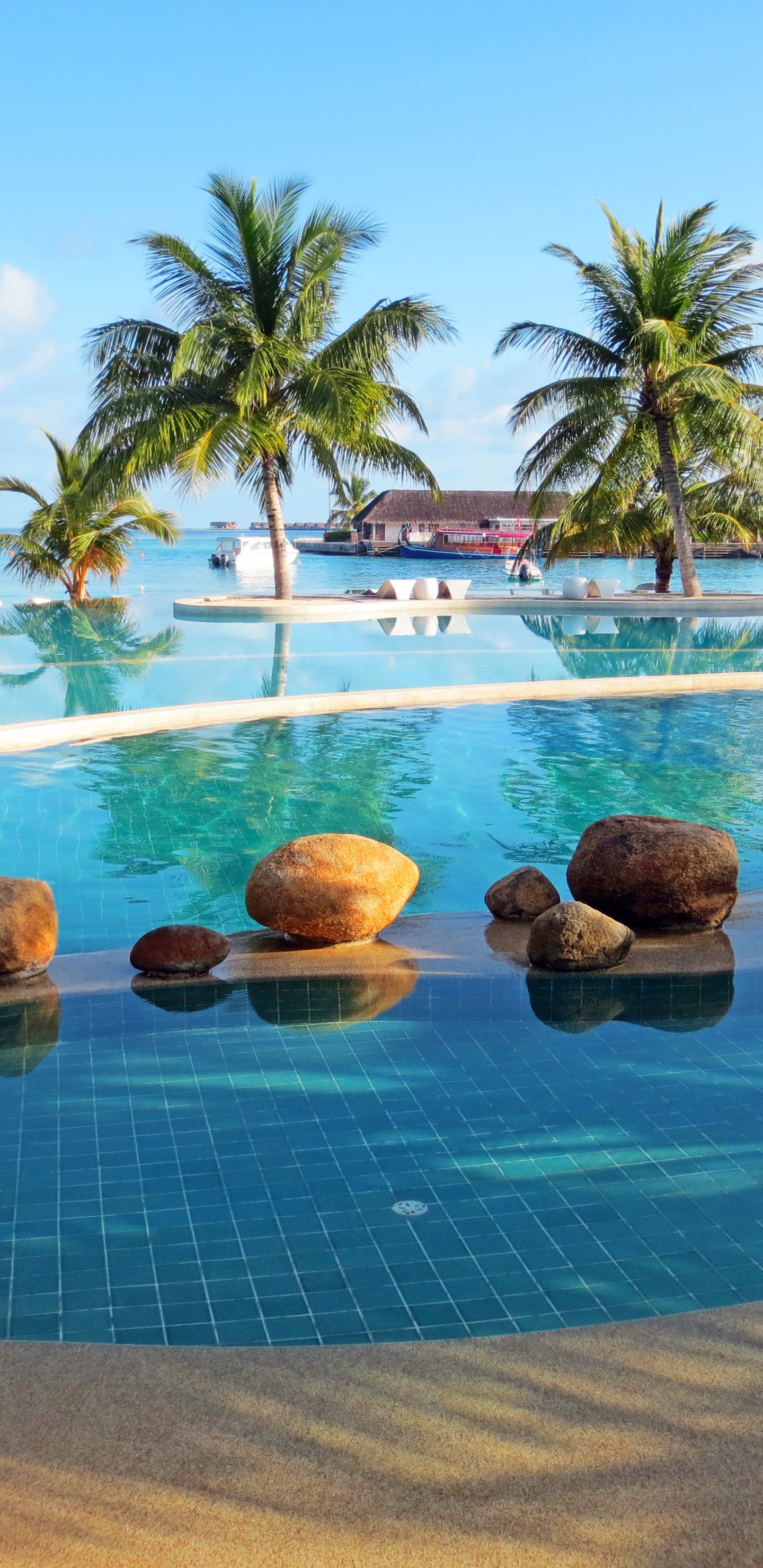 Strand, Pool, Resort, Urlaub, Karibik. Wallpaper in 1440x2960 Resolution