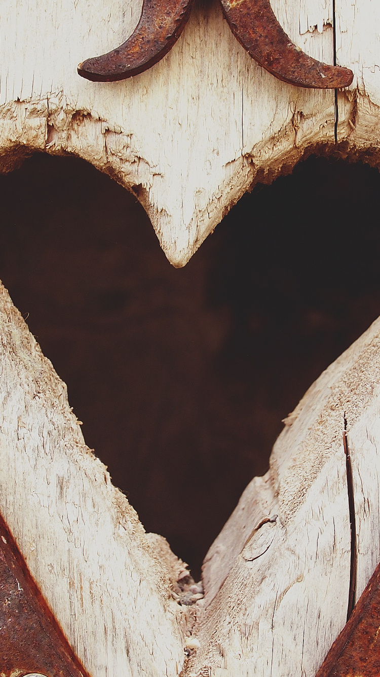 Heart, Wood, Tree, Love, Metal. Wallpaper in 750x1334 Resolution