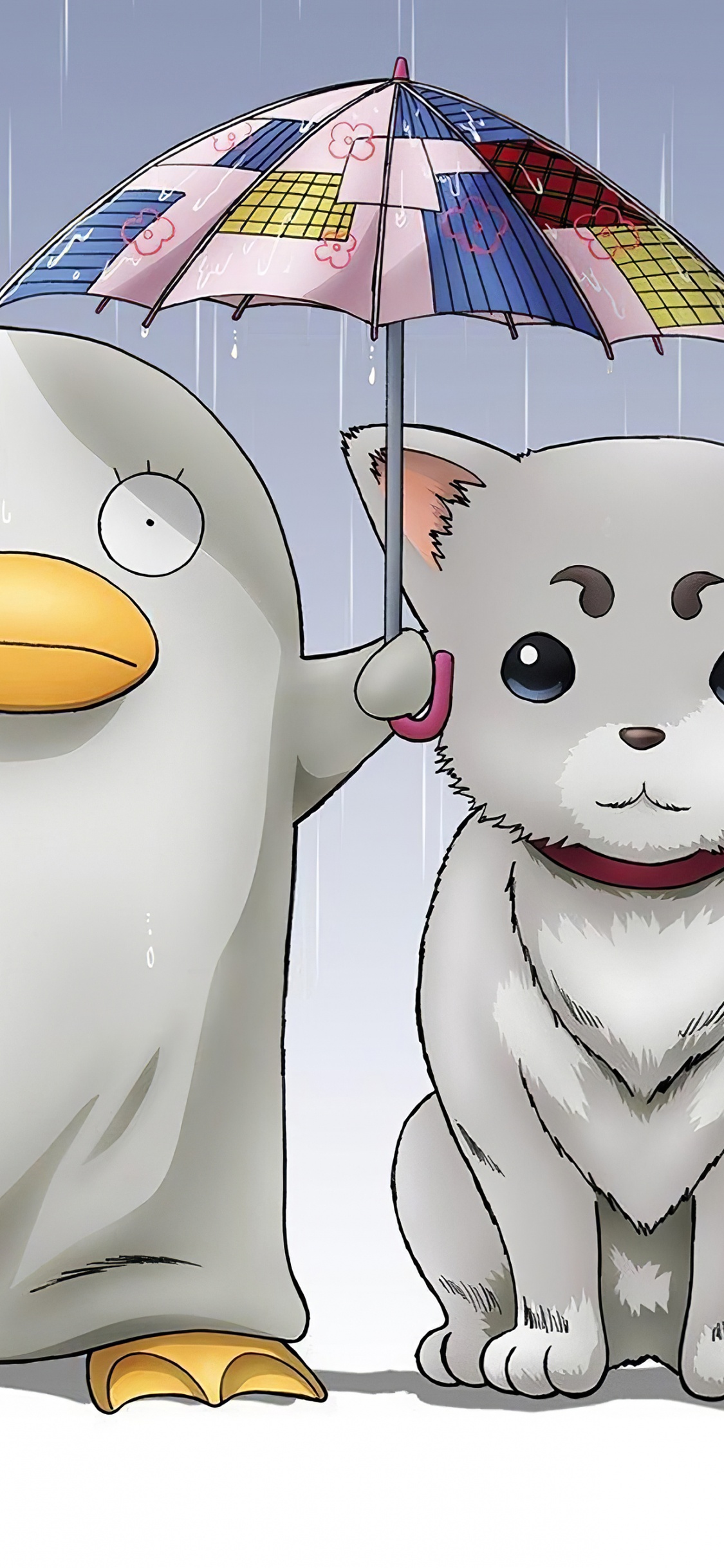 坂本龙（Tatsuma Sakamoto）, 卡通, 伞, 手势, 猫科 壁纸 1125x2436 允许