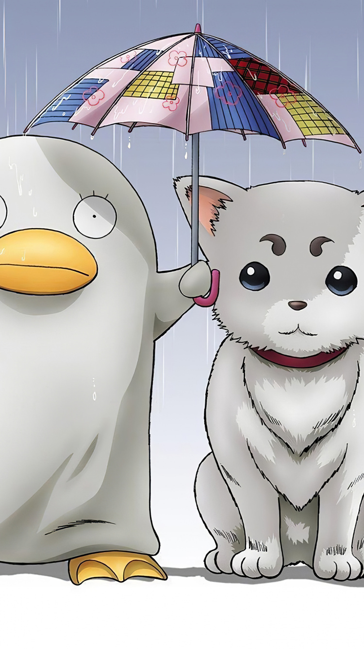 坂本龙（Tatsuma Sakamoto）, 卡通, 伞, 手势, 猫科 壁纸 750x1334 允许