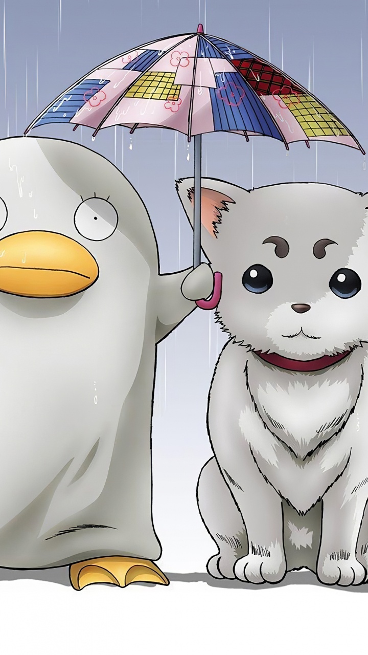 Sadaharu, Gintoki Sakata, Kagura, Shinpachi Shimura, Kotaro Katsura. Wallpaper in 720x1280 Resolution