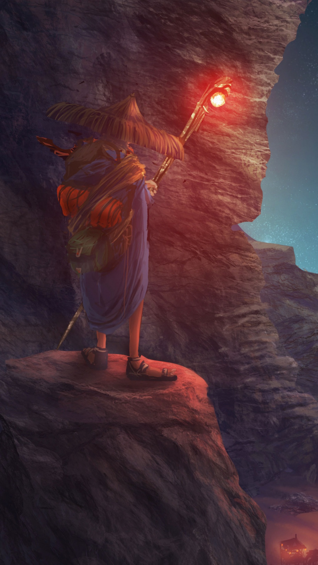 Formation de Roche Brune Sous Ciel Bleu Pendant la Nuit. Wallpaper in 1080x1920 Resolution