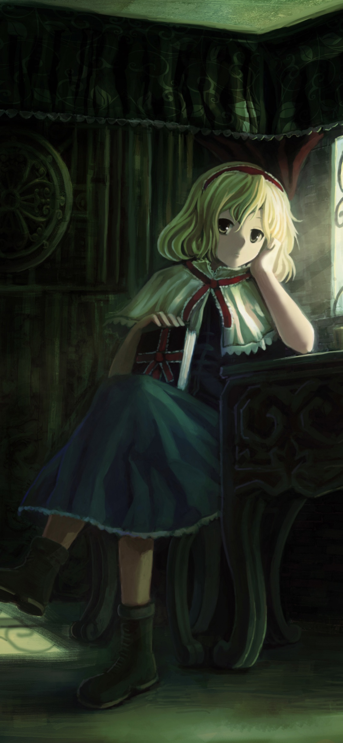 Femme en Robe Noire et Blanche Assise Sur Une Chaise. Wallpaper in 1125x2436 Resolution